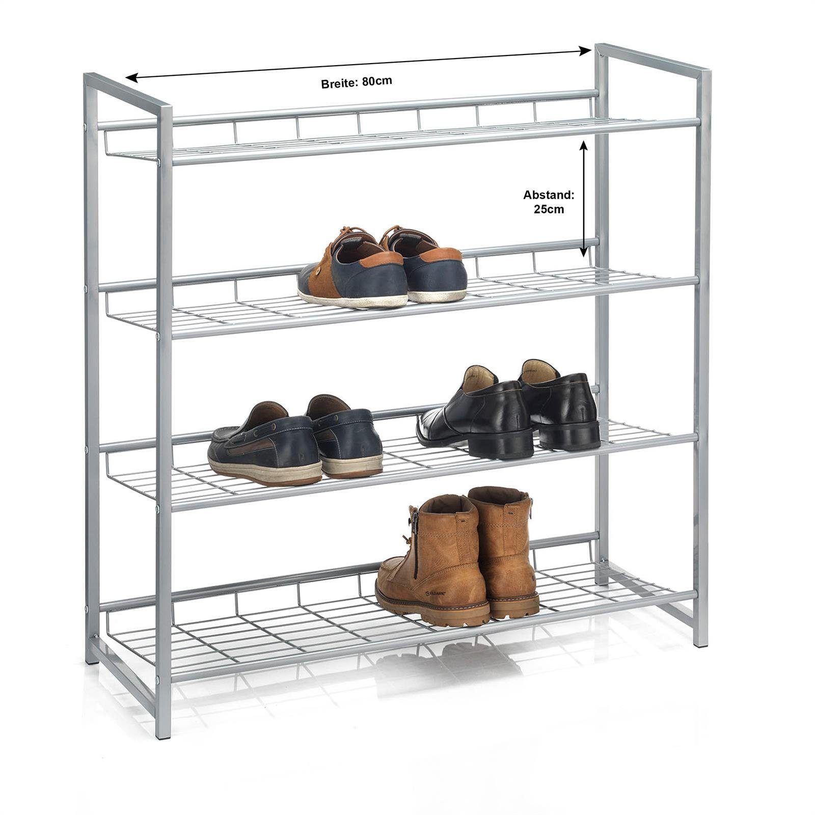 CARO-Möbel Schuhregal SYSTEM, Schuhregal Schuhablage Schuhbank Ständer Aufbewahrung silber lackiert