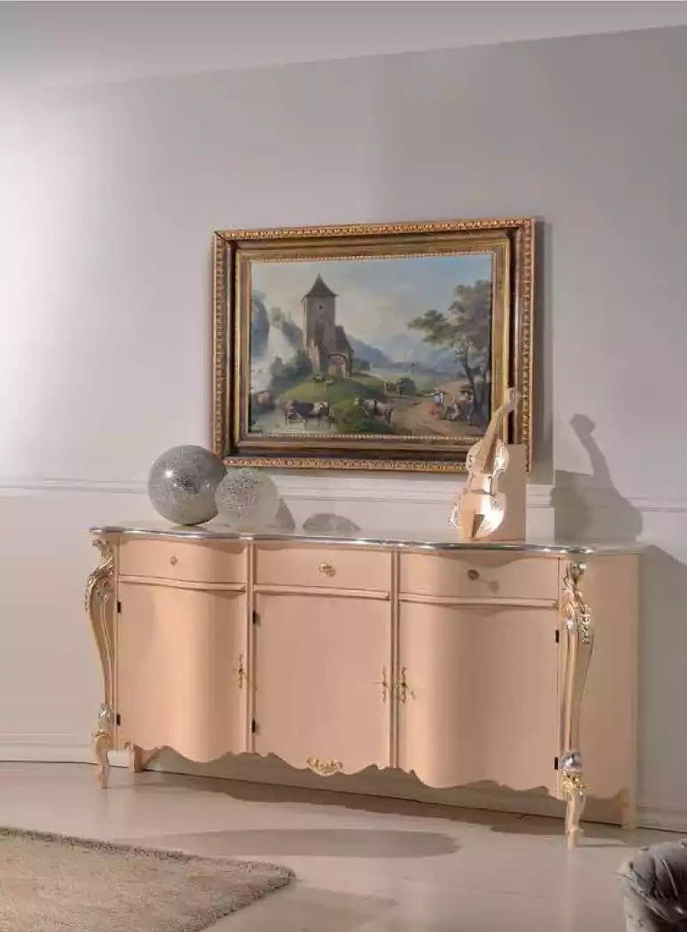 JVmoebel Sideboard Beige Luxuskommode aus Holz mit Art Deco-Stil und Schubladen (1 St., Sideboard), Made in Europa