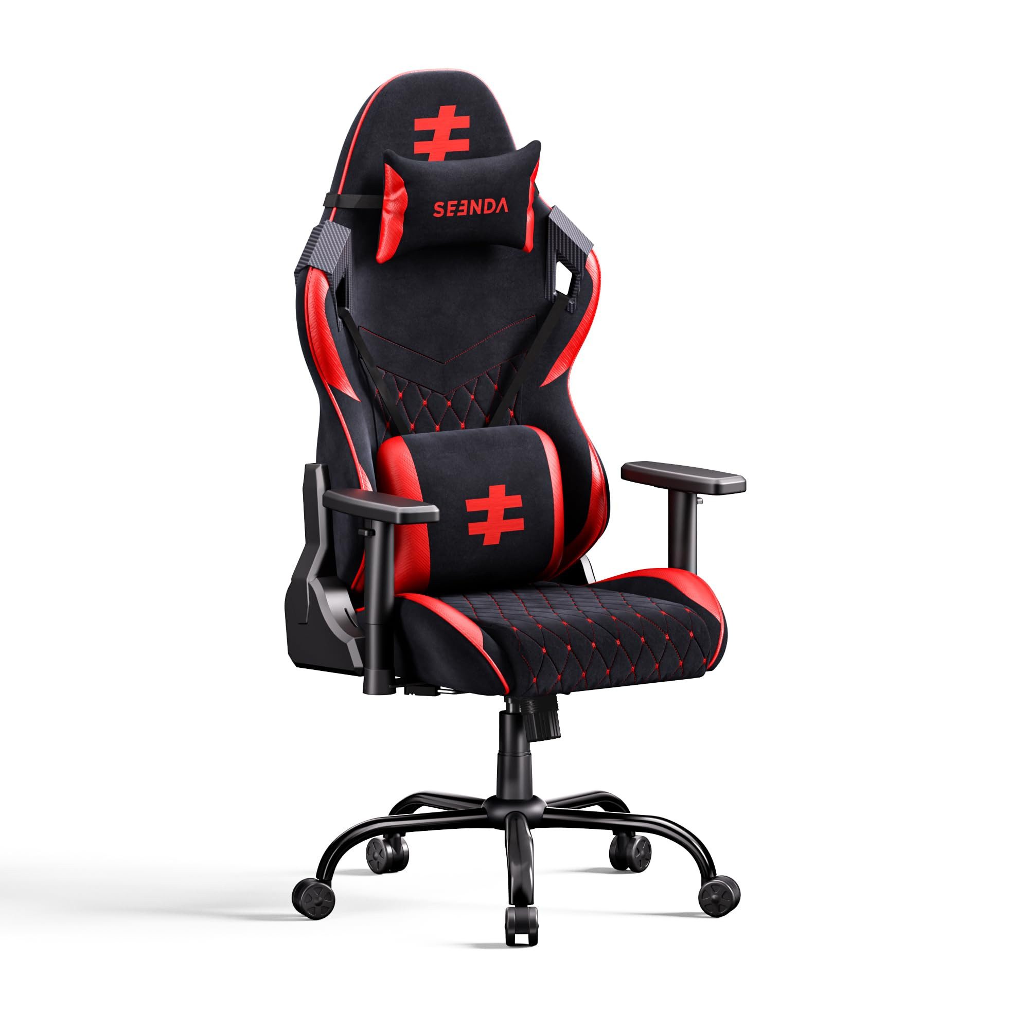 Seenda Campingstuhl Schreibtischstuhl Bürostuhl Ergonomisch Wippfunktion bis zu 145°, Gaming Chair mit Fußstütze, Lenden&Verstellbarem Kopfkissen