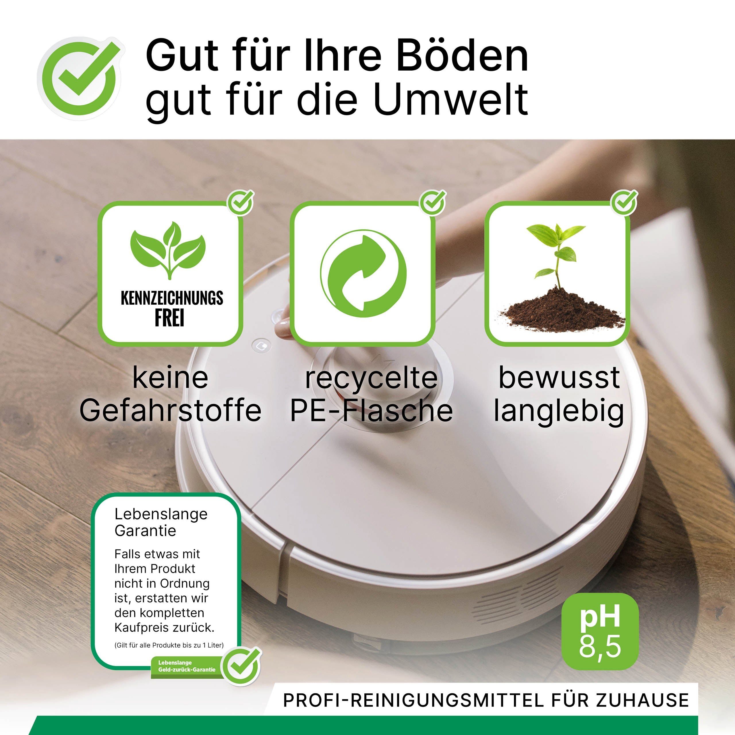 BiOHY Hartbodenreiniger Wischroboter Reinigungsmittel für Reinigungsstationen 1 x 1 Li...