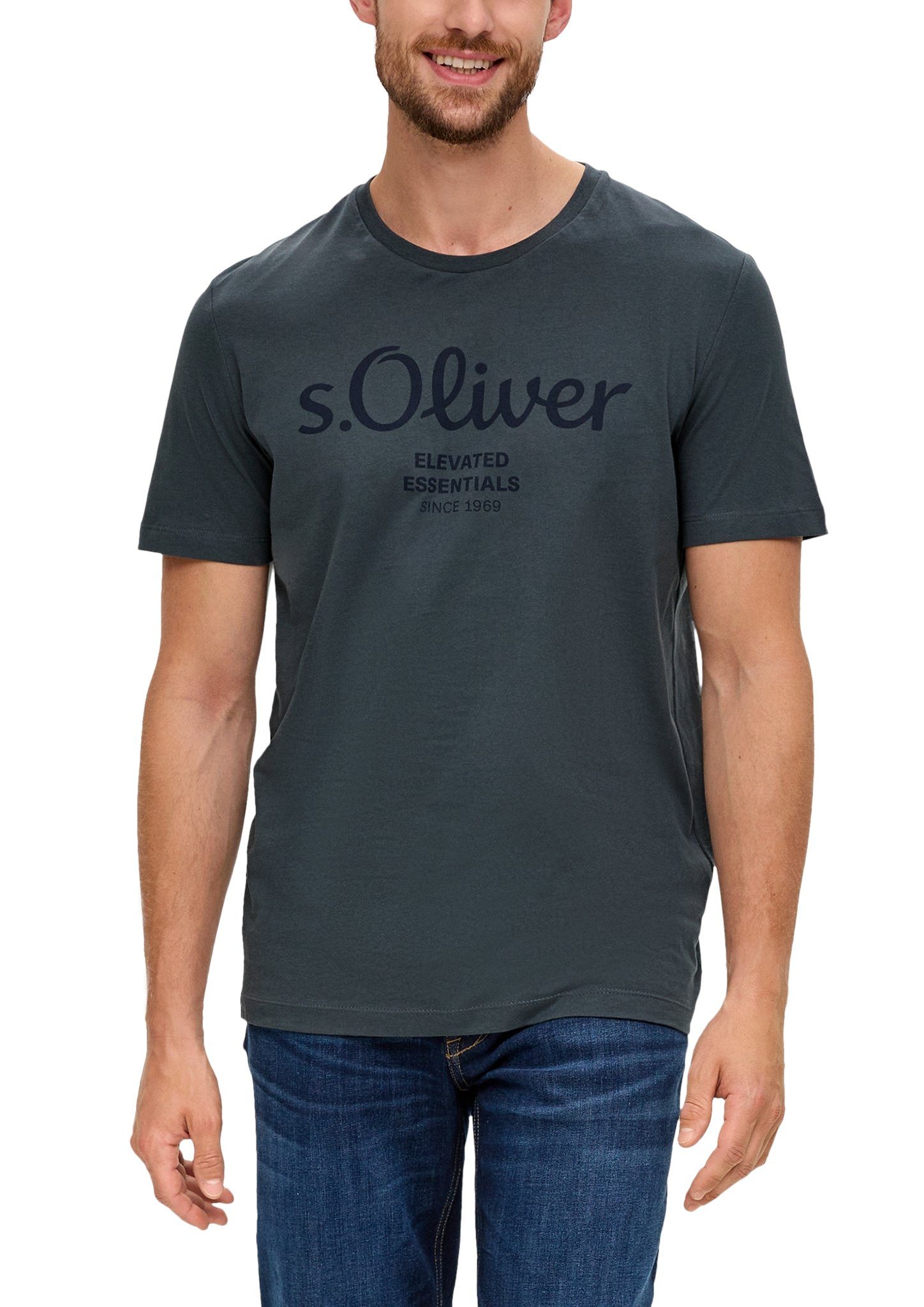 s.Oliver T-Shirt im sportiven Look dark grey