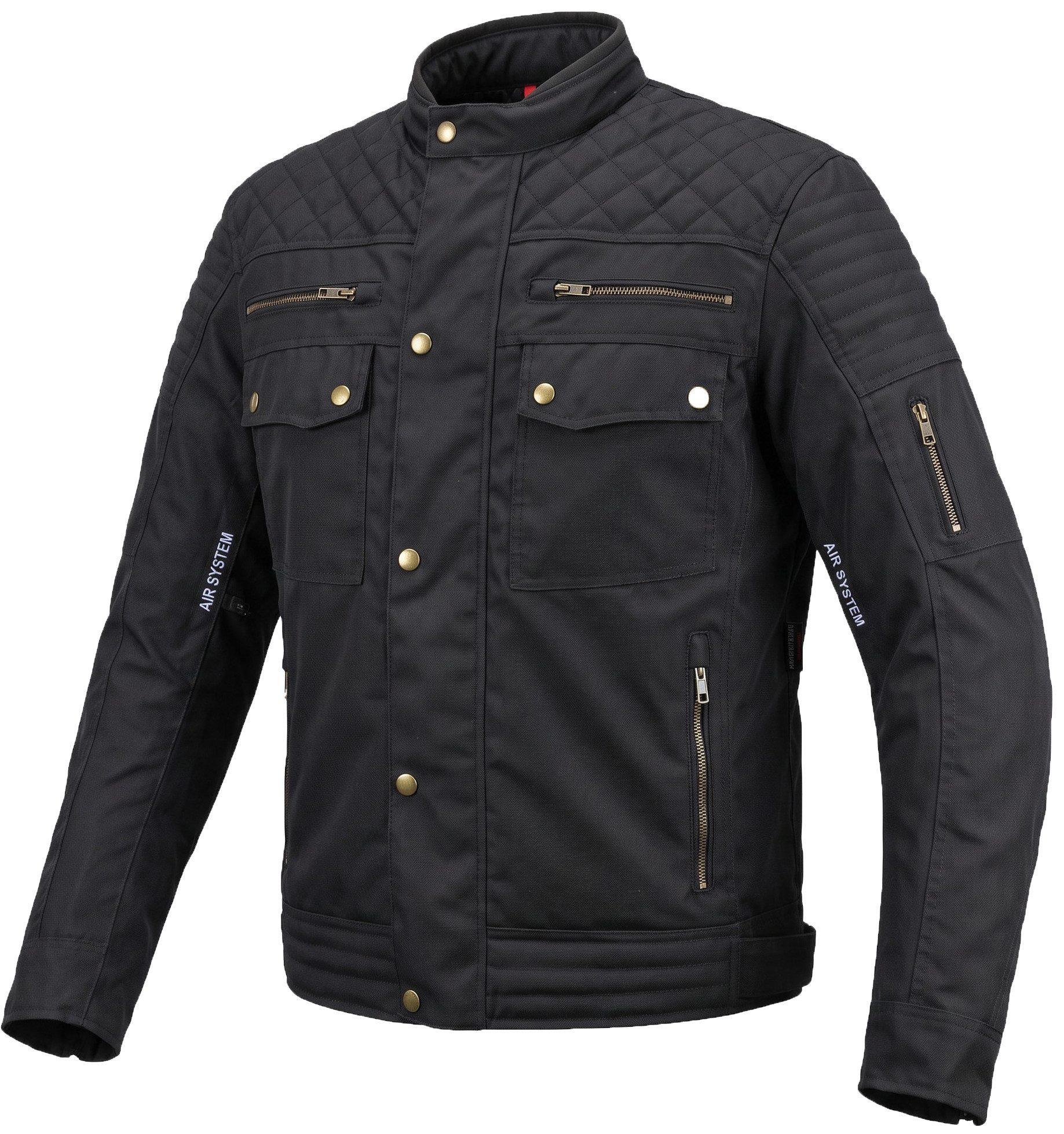 MDM Motorradjacke Herren Motorradjacke mit Gesteppten Schultern im Urban Look mit Protektoren, herausnehmbares Innenfutter