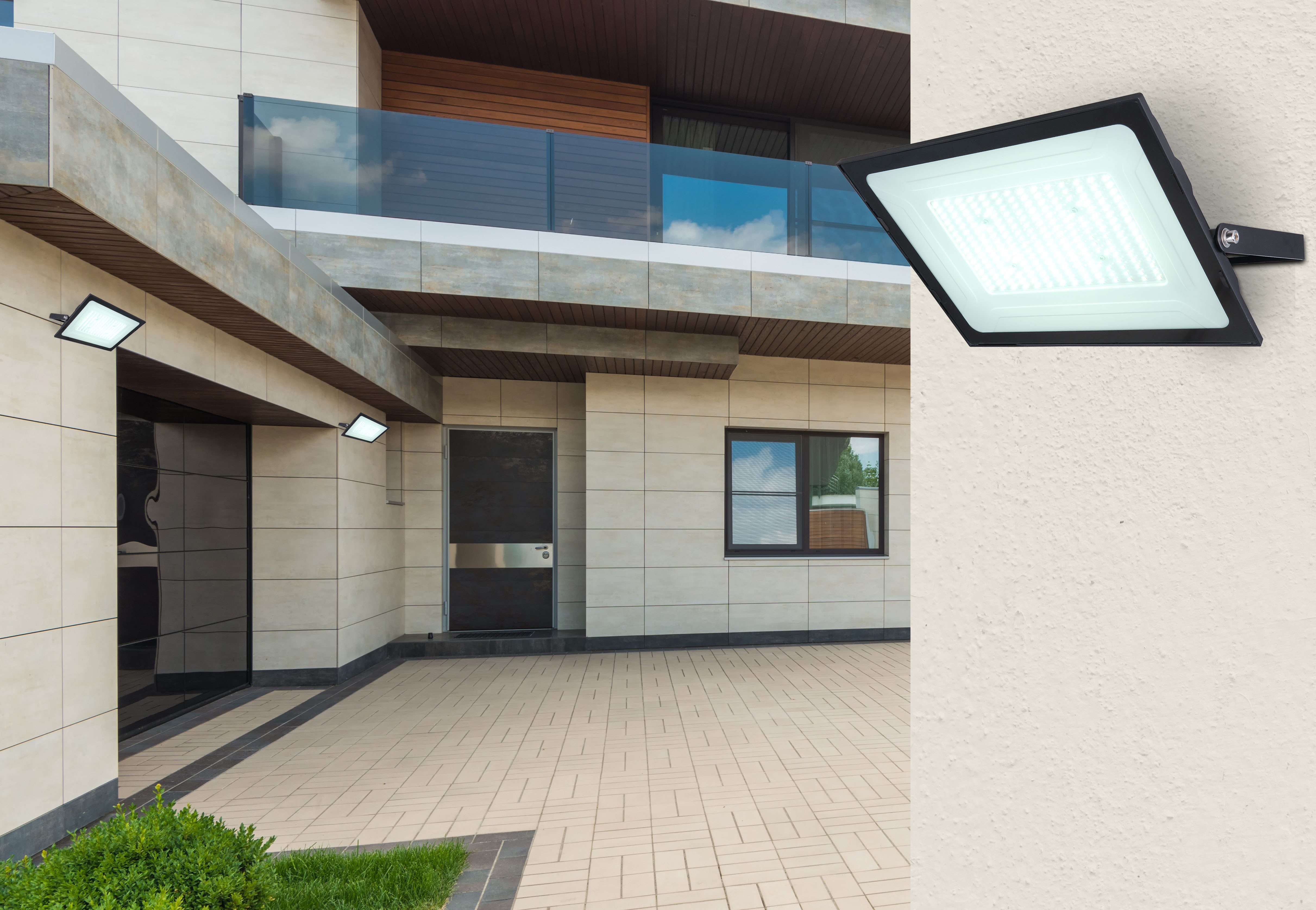 GLOBO LIGHTING LED Außen-Wandleuchte HELGA I, LED fest integriert, Kaltweiß, Außenleuchte Aluminium Druckguss schwarz/ Glas klar/ IP44/6000K