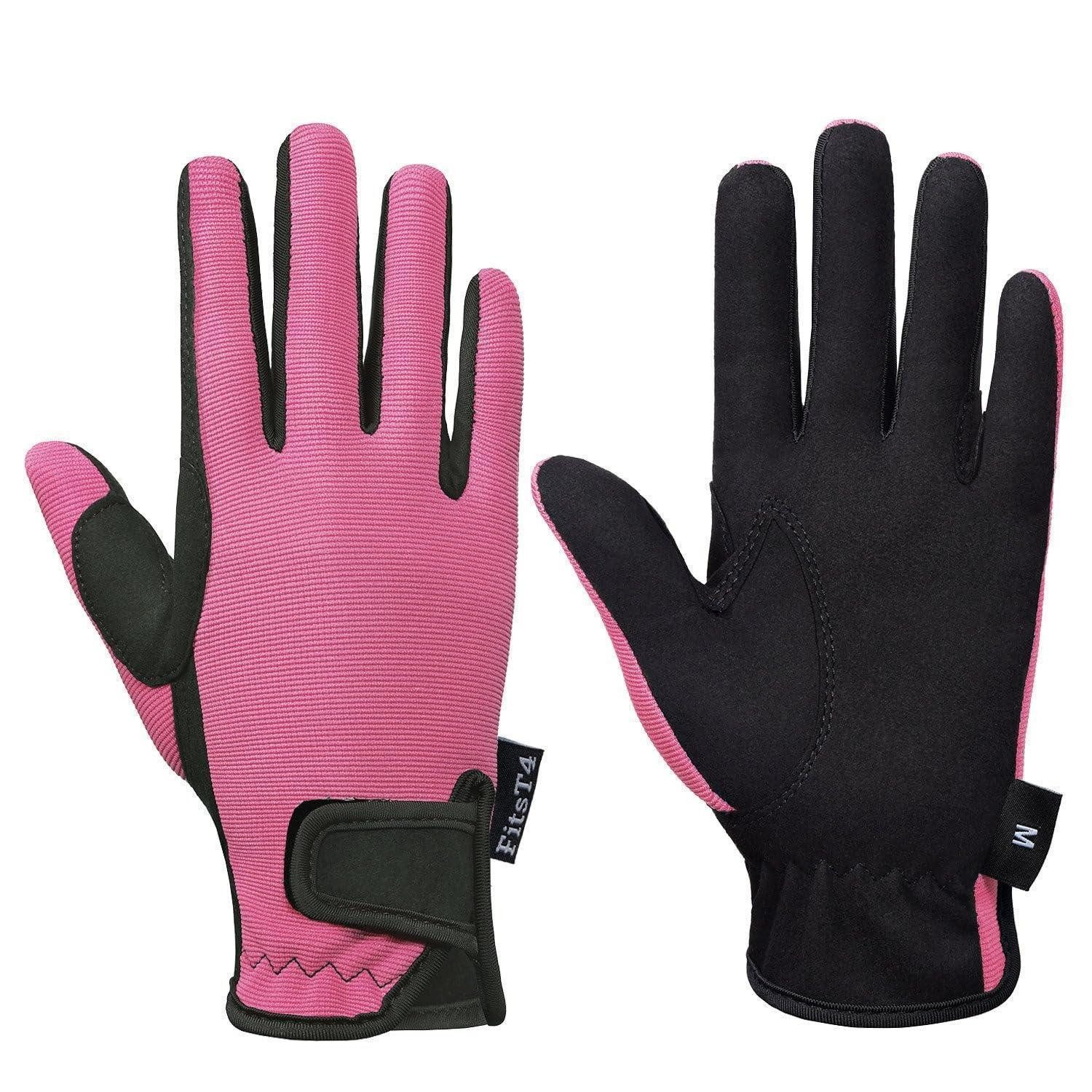 LuxusKollektion Reithandschuhe Reithandschuhe Kinder Kunstleder Rosa L (1-St)