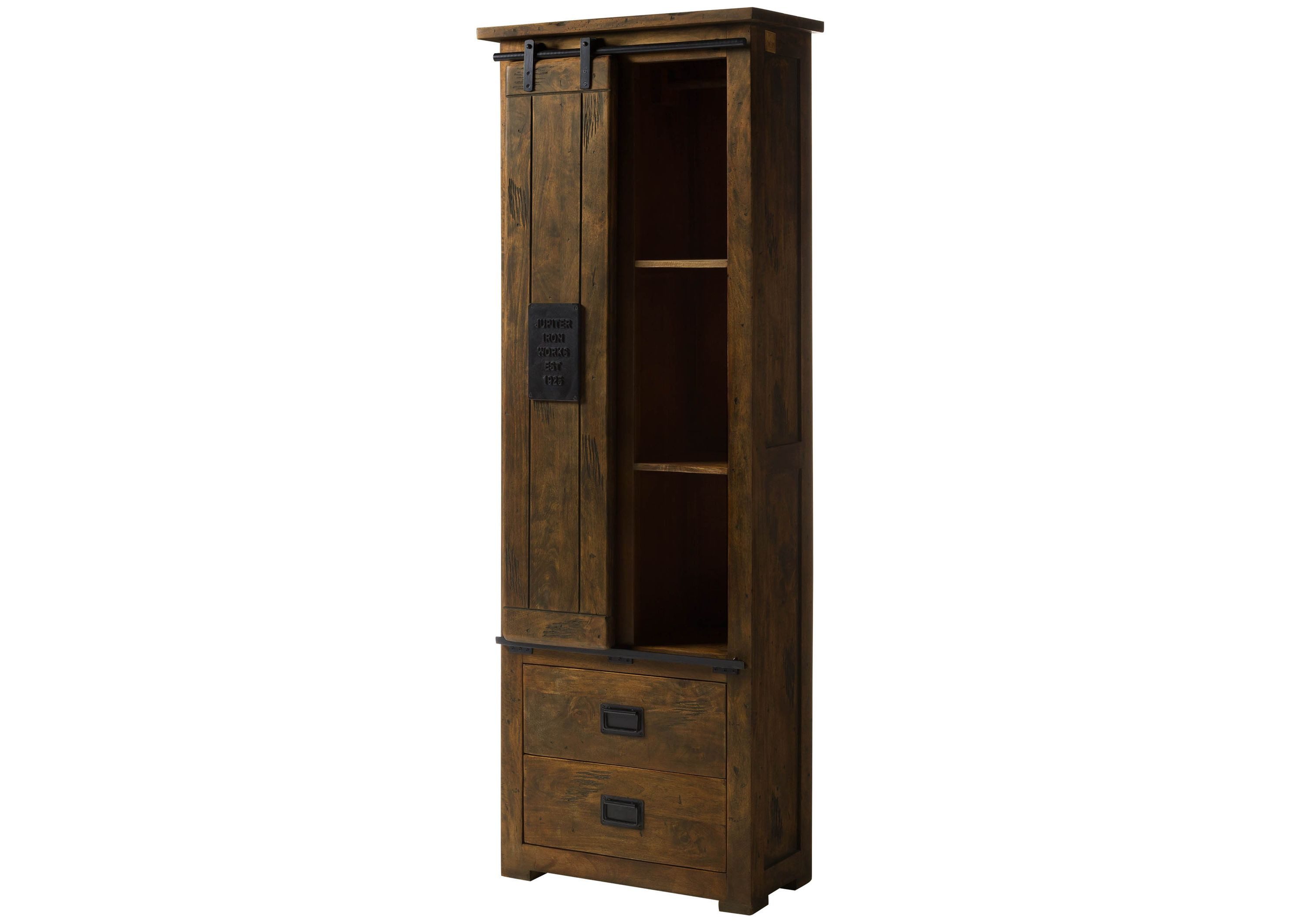 Massivmoebel24 Dreh-/Schwebetürenschrank RAILWAY (Schrank Mango 70x35x195 braun lackiert RAILWAY #484) Schrank Mango 70x35x195 braun lackiert RAILWAY #484