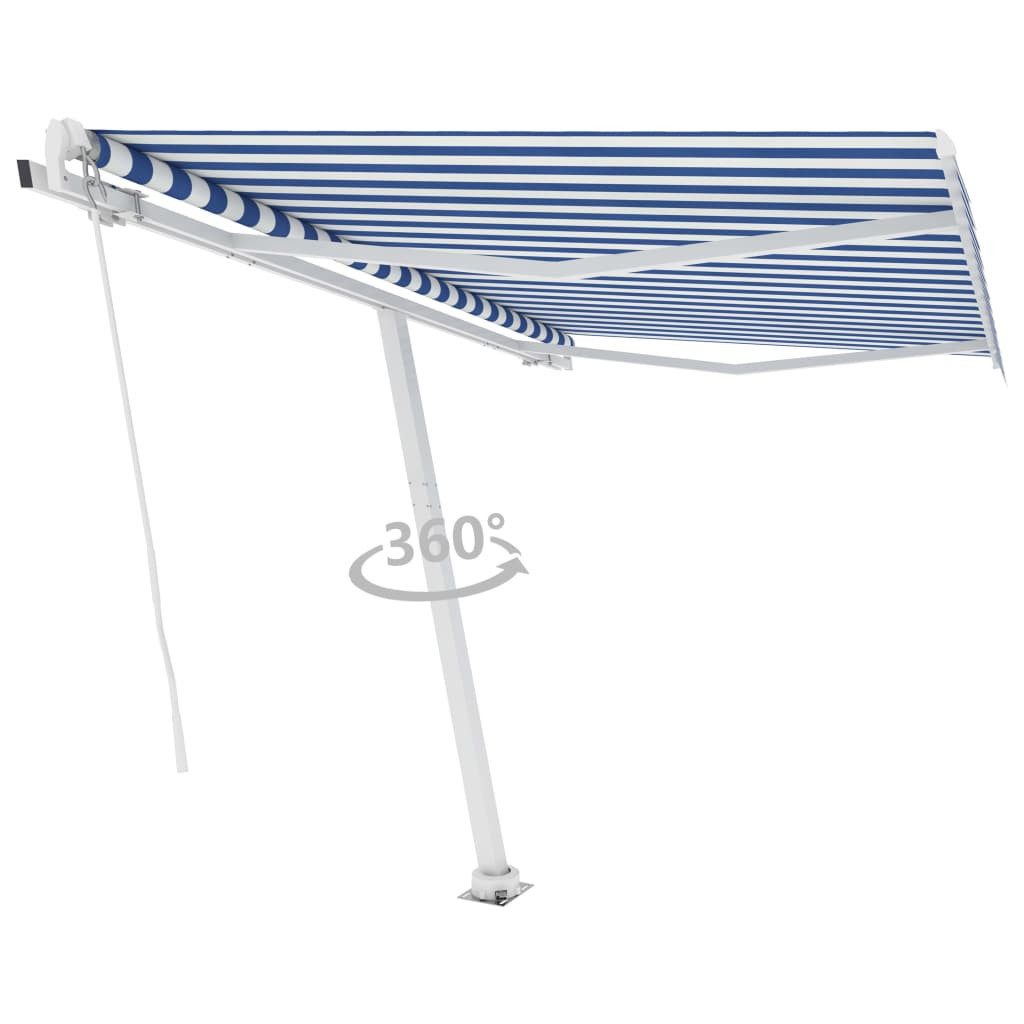 Thumbnail - vidaXL Markise Standmarkise Manuell Einziehbar 350x250 cm Blau/Weiß (1-St)