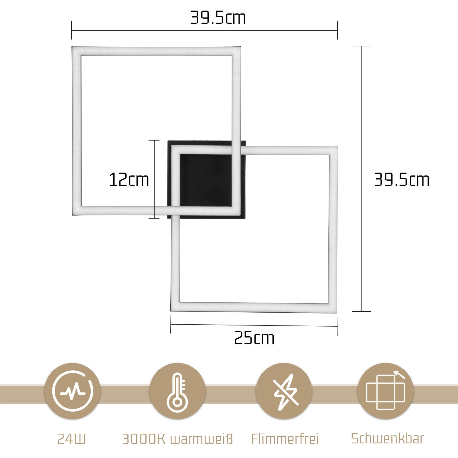 ZMH LED Deckenleuchte Wohnzimmer 2 Rahmen günstig online kaufen