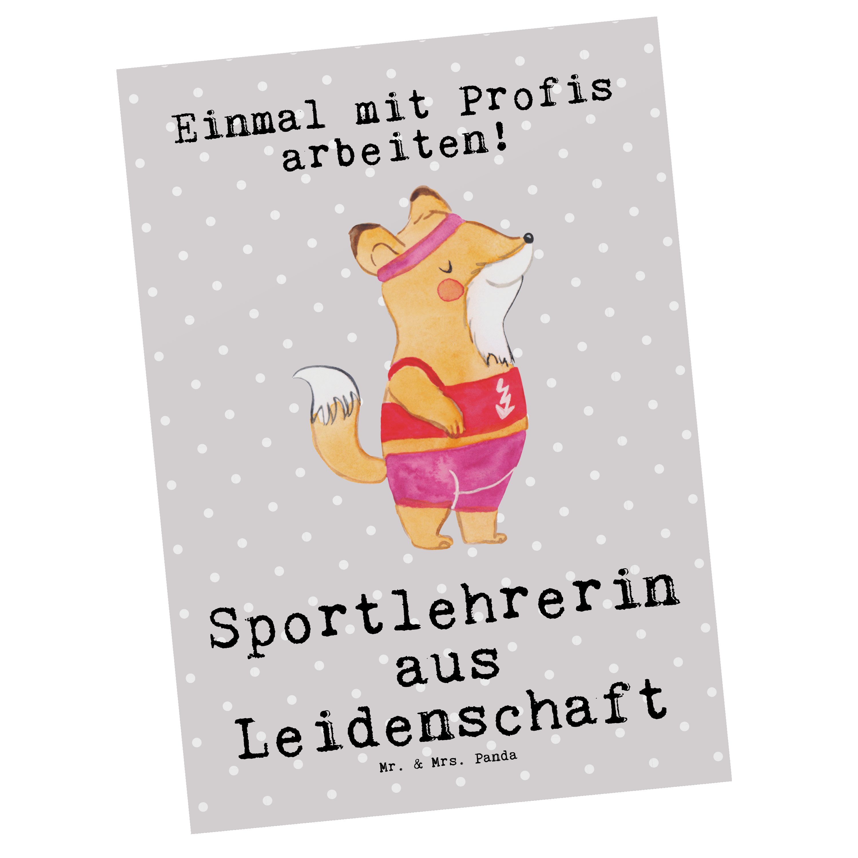 Grau Leidenschaft Postkarte Pastell Sportlehrerin - Panda Geschenk, & Einladung - Mrs. Mr. aus