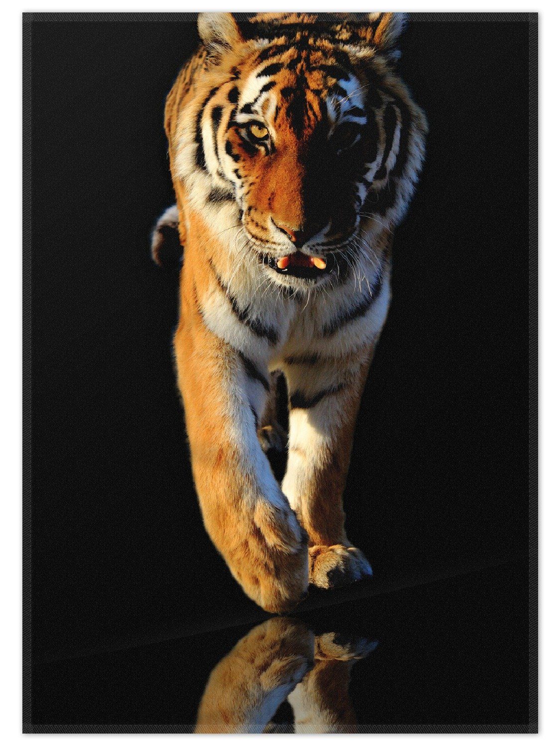 Wallario Teppich Laufender Tiger, rechteckig, rutschfest