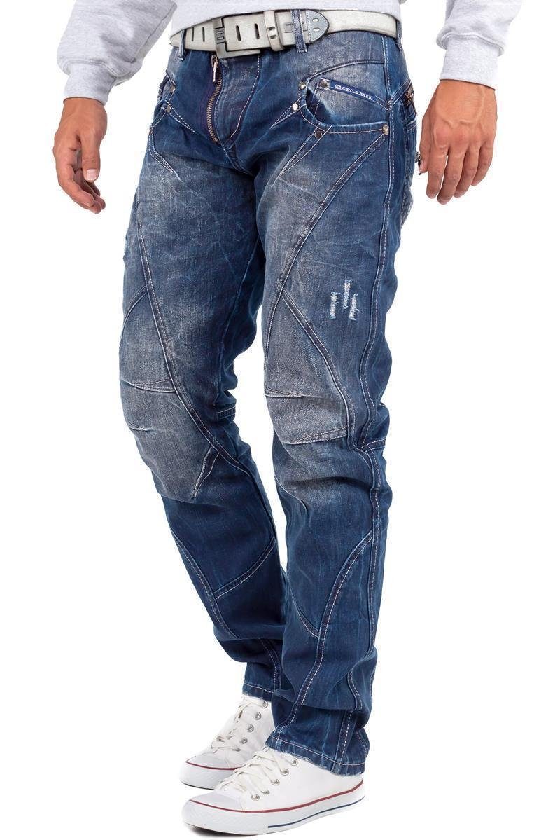 Cipo & Baxx 5-Pocket-Jeans Herren Regular Fit Hose Stonewashed BA-C0768 (1-tlg) mit Destroyed Effekten und Zippern – Bild 3 von 5