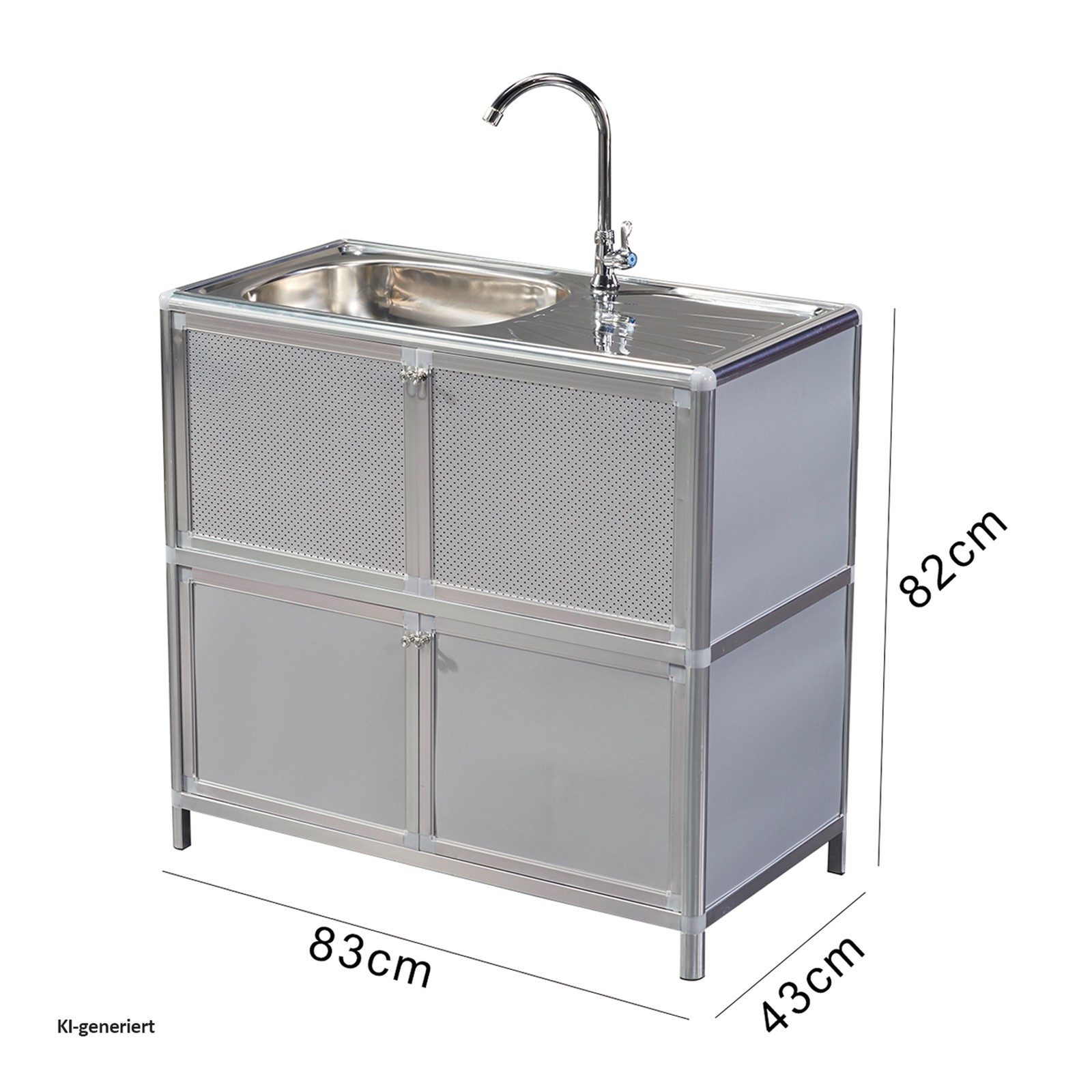 HTI-Living Küchenspüle Spüle mit Abtropfläche und Unterschrank, 83/43 cm, (Stück, 1 St., 1 Outdoorspüle), für Garten und Camping mit Edelstahl-Armatur – Bild 5 von 5