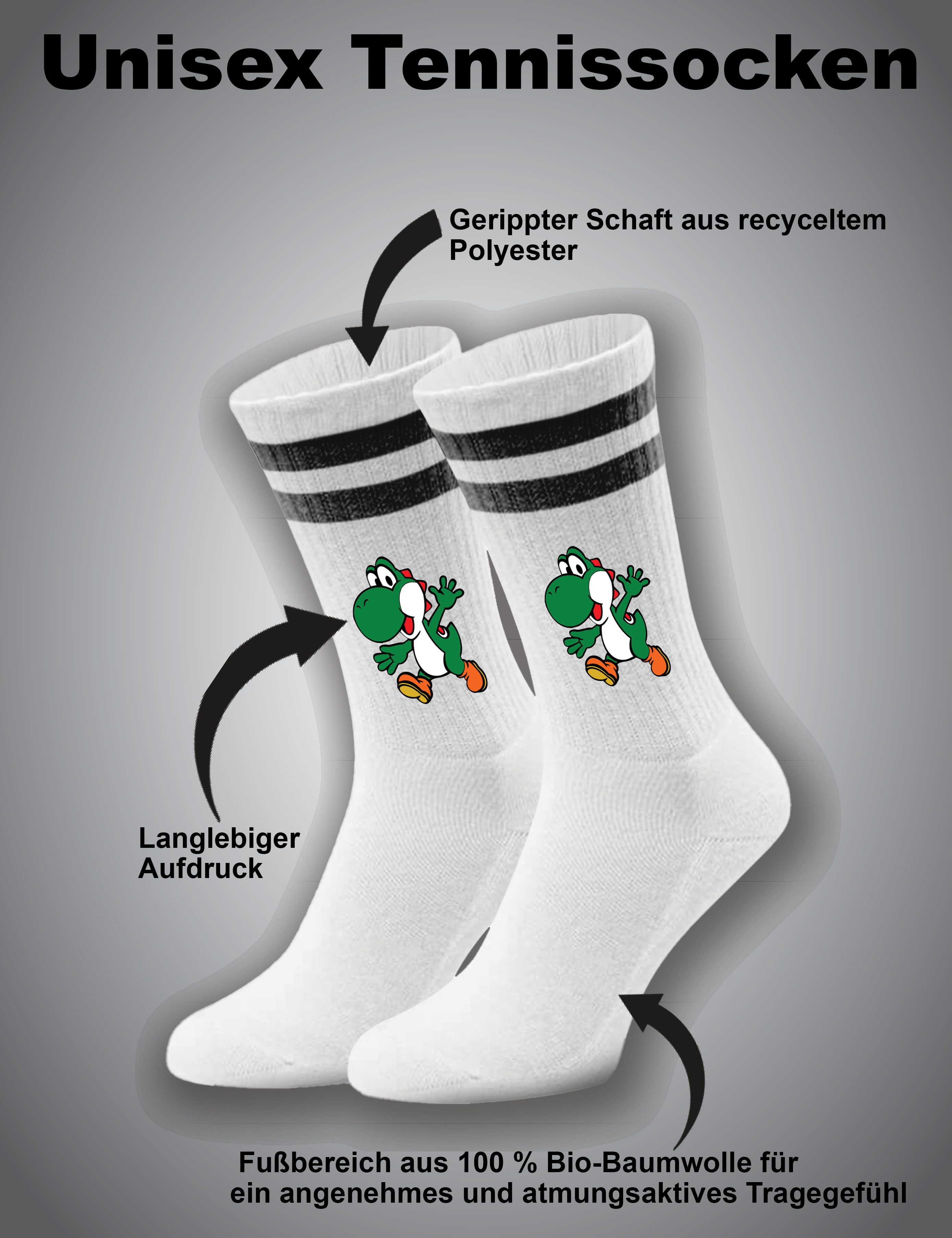 Youth Designz Tennissocken Unisex Socken "Yoshi Game" Aufdruck lustig Geschenk Statement mit verstärkter Verse und Zehenbereich