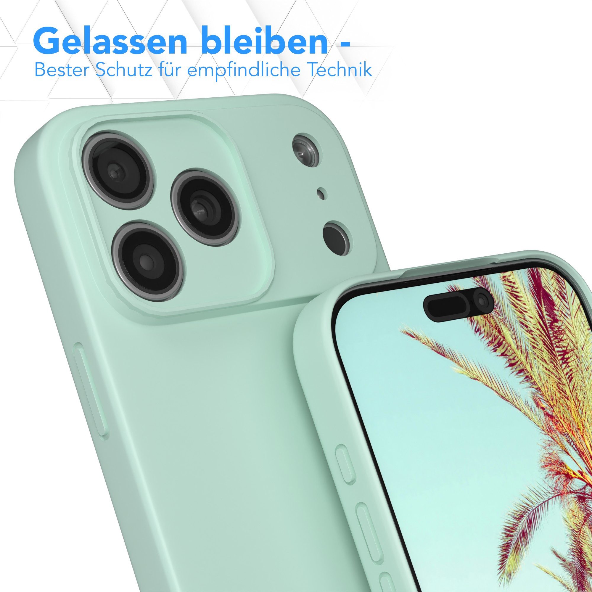EAZY CASE Handyhülle für Apple iPhone 17 Pro Max Hülle Silikon 6,9 Zoll, Hülle Silikon kratzfest Smart Slimcover Bumper Case Etui Mint Grün – Bild 4 von 5