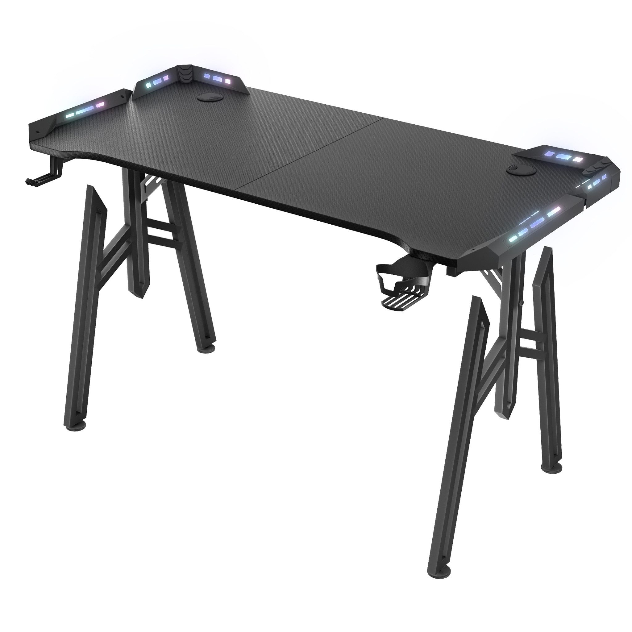 FIVMEN Computertisch Gaming Schreibtisch mit LED M-Frame Computer Tisch Gamingtisch
