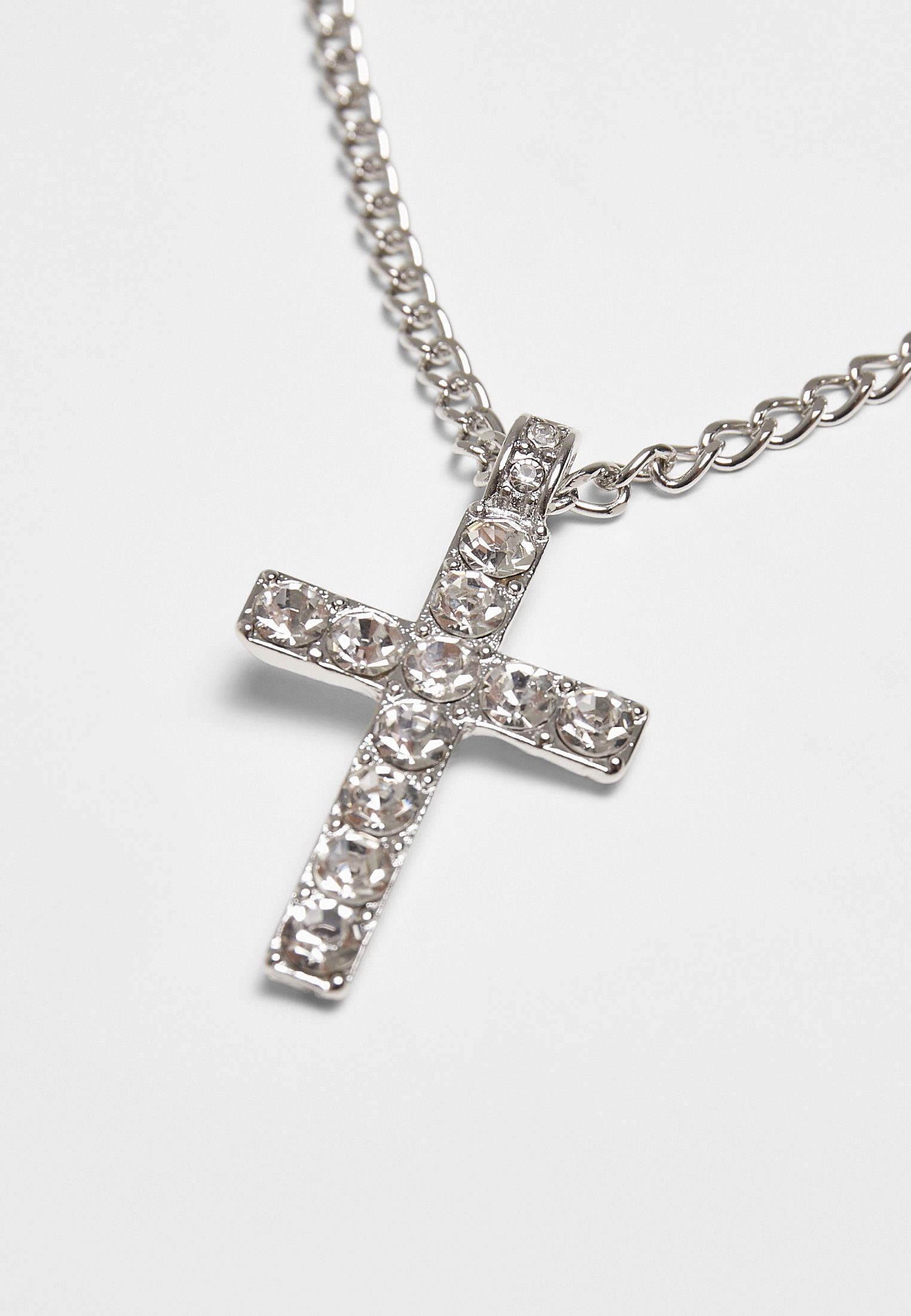 URBAN CLASSICS Accessoires Cross Necklace Diamond Edelstahlkette silver