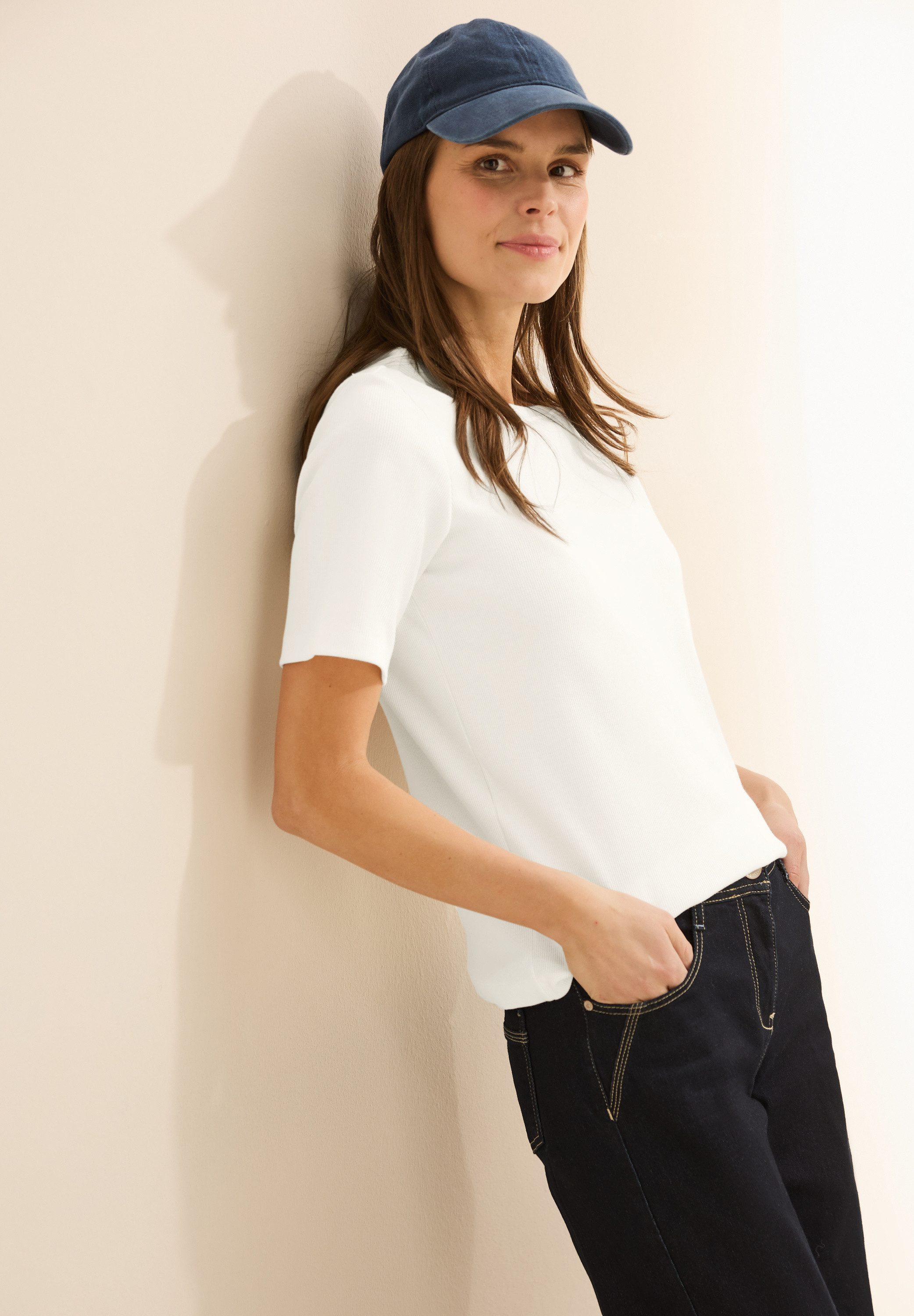 Cecil T-Shirt mit feiner Ripp Struktur