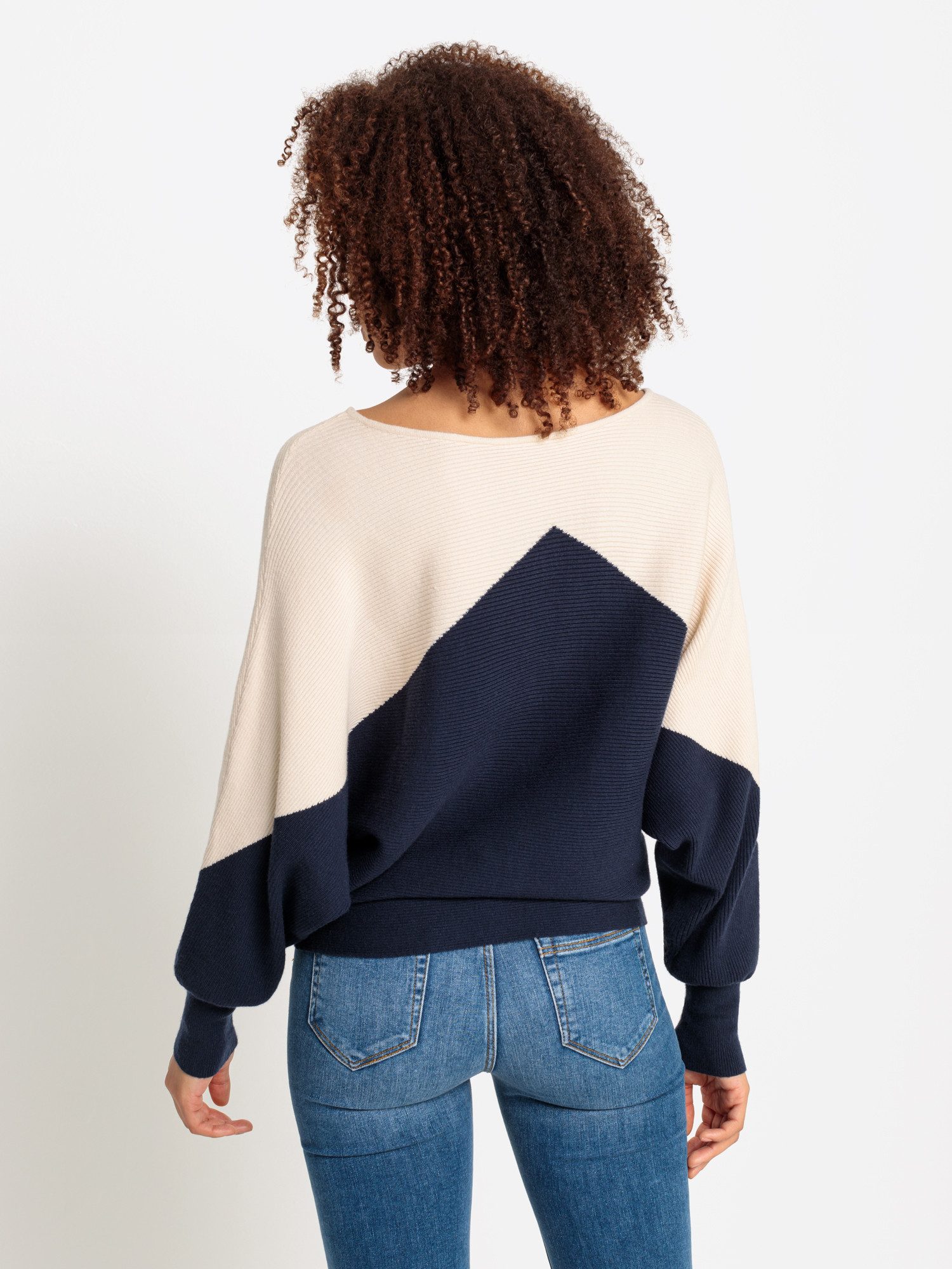 LASCANA Strickpullover mit Colorblock-Optik und leichten Fledermausärmeln
