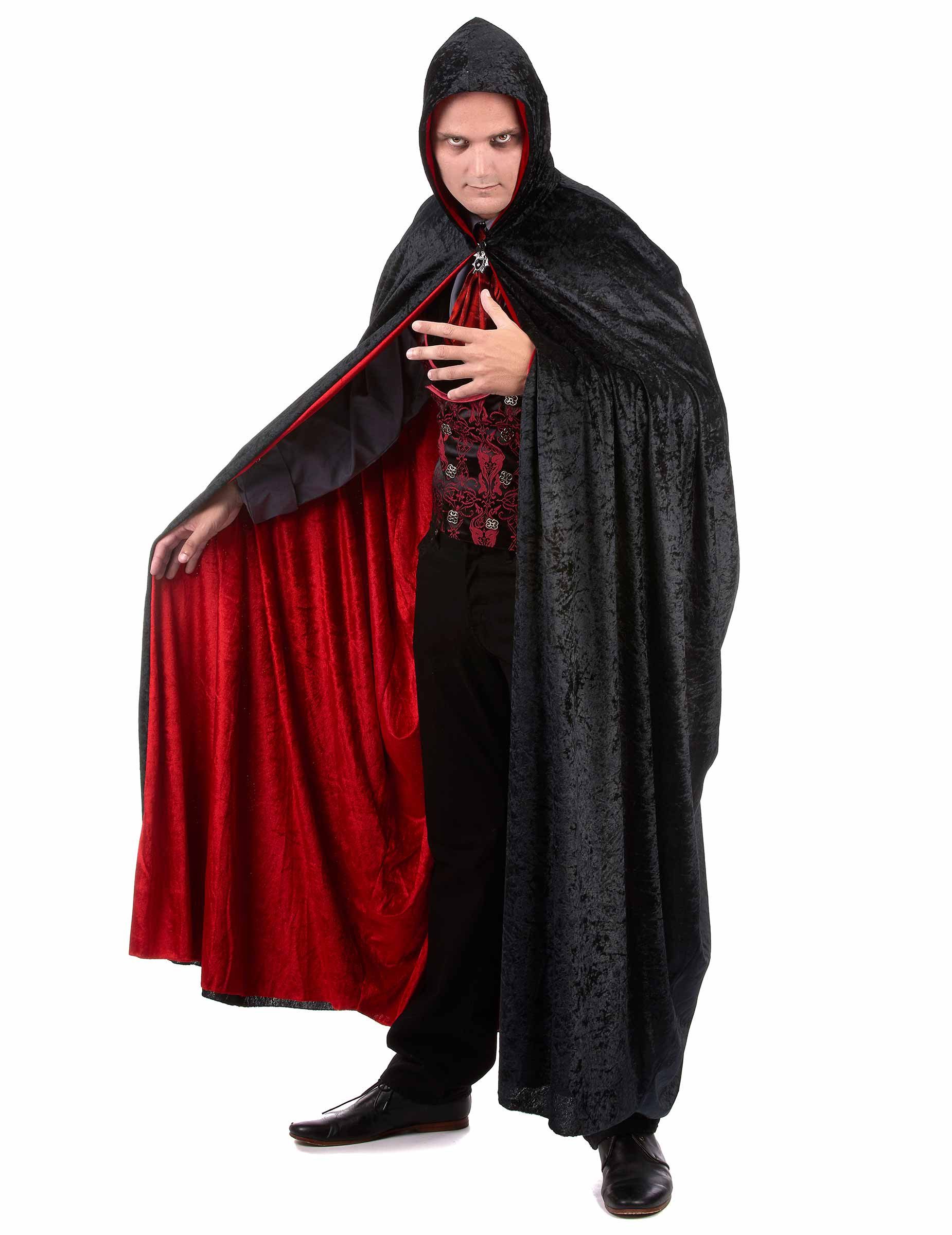 Kostüm Vampir Wende-Umhang mit Kapuze Halloween-Accessoire schwarz-rot