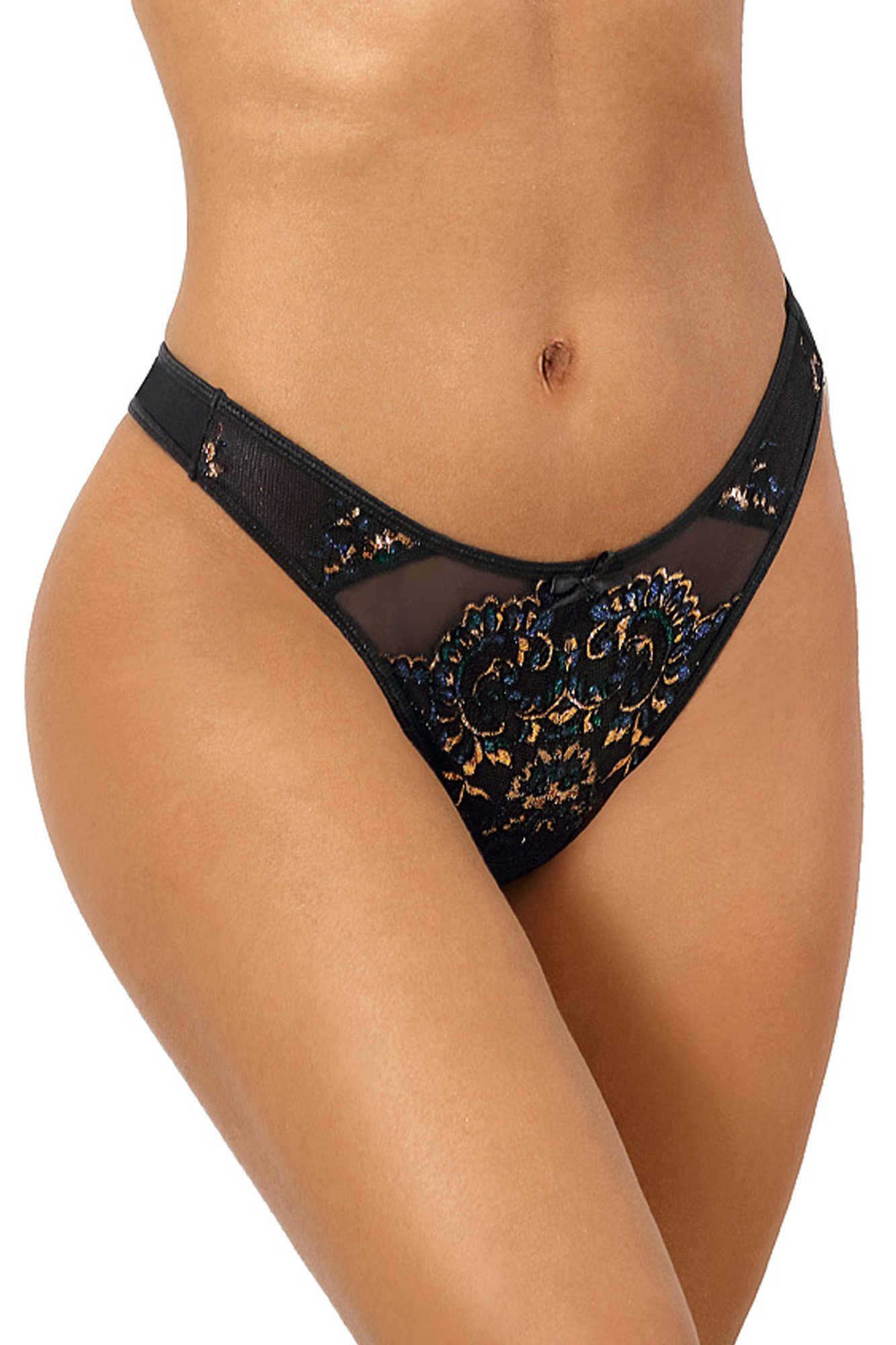 String String in schwarz mit Tüll transparent Slip