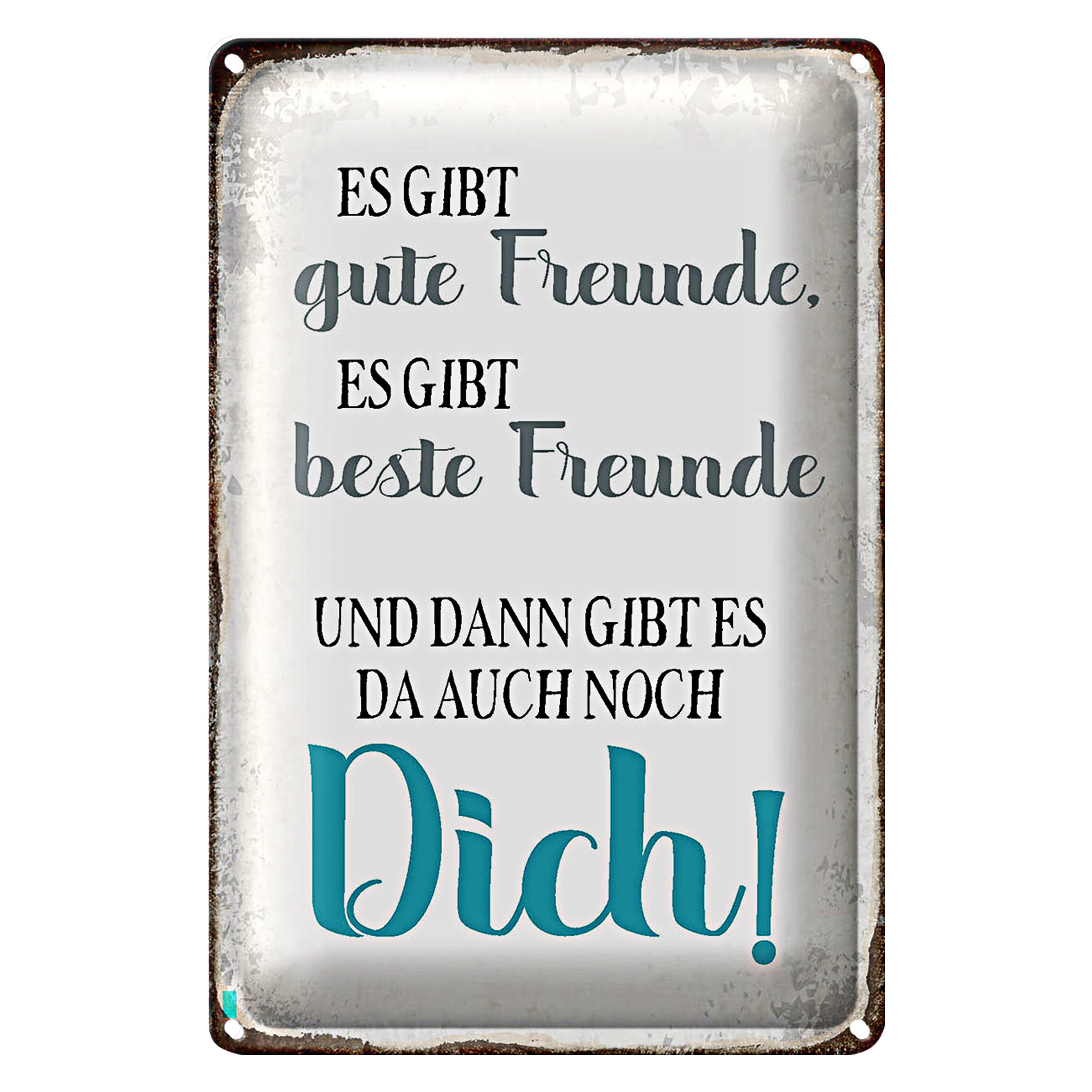 Metallschild Spruch 12x18cm gibt gute Freunde auch noch Dich