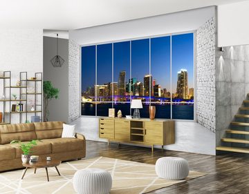wandmotiv24 Fototapete 3D Panorama Miami, glatt, Wandtapete, Motivtapete, matt, Vliestapete