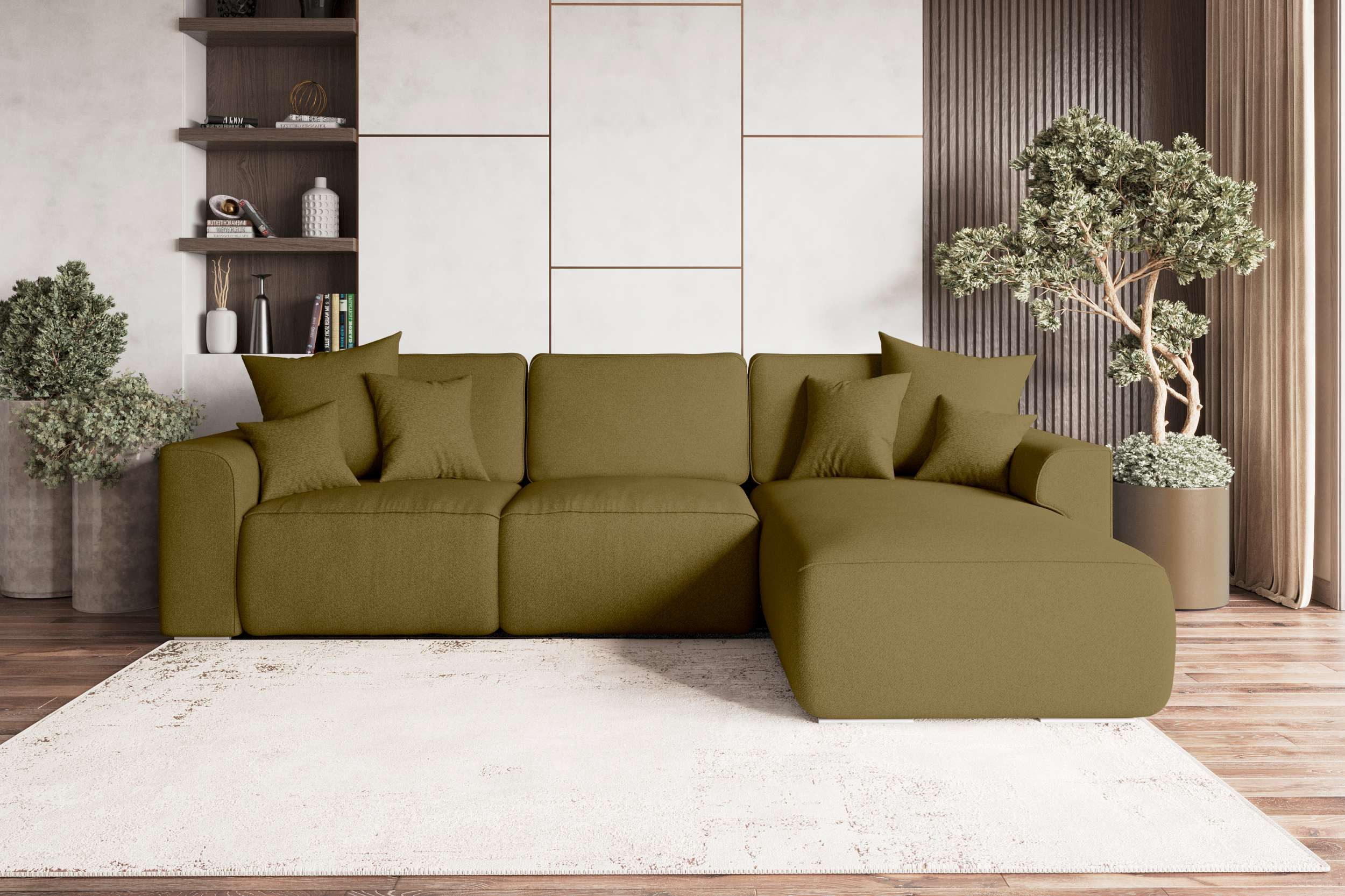 99rooms Ecksofa Gusto, Sofa L-Form, Eckcouch, mit abnehmbaren Kissen,Rundumbezug aus gepolstertem Strukturstoff NEVE