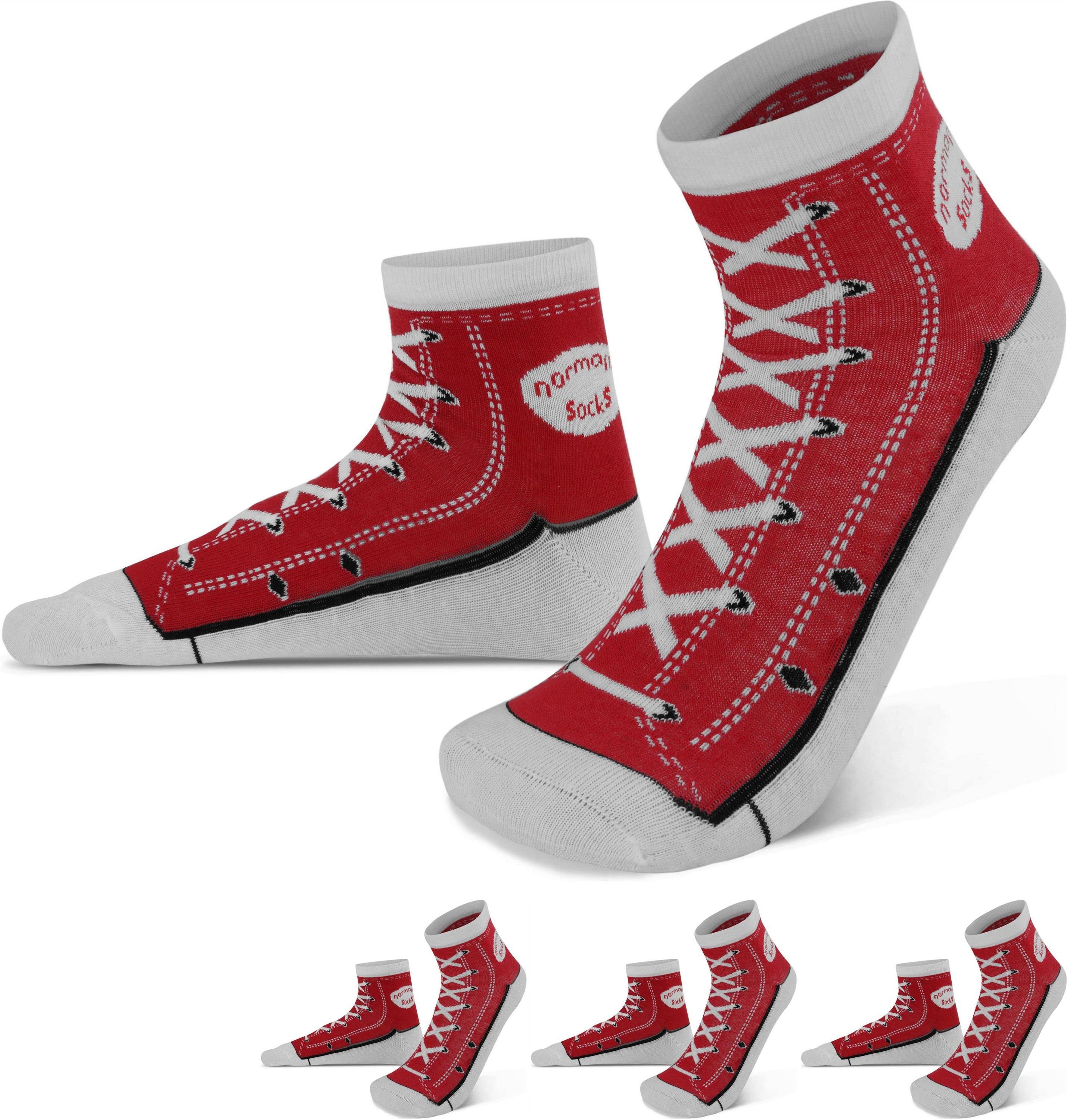 normani Basicsocken 4 Paar Socken im Schuh-Design (4er-Set, 4 Paar) passgenauer, faltenfreier Sitz Rot