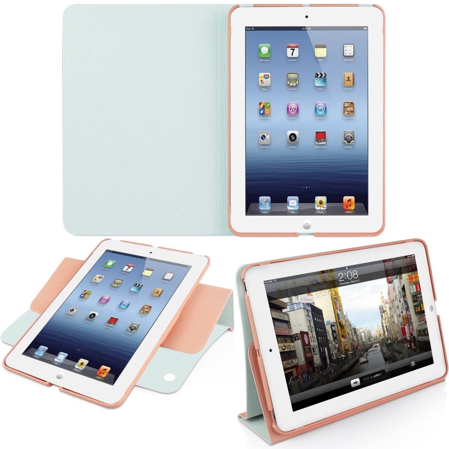 Macally Tablet-Hülle Klapp-Tasche Cover Ständer Schutz-Hülle Rosa, Smart Folio für Apple iPad mini 1 2 3 Gen, Stand-Funktion, leicht