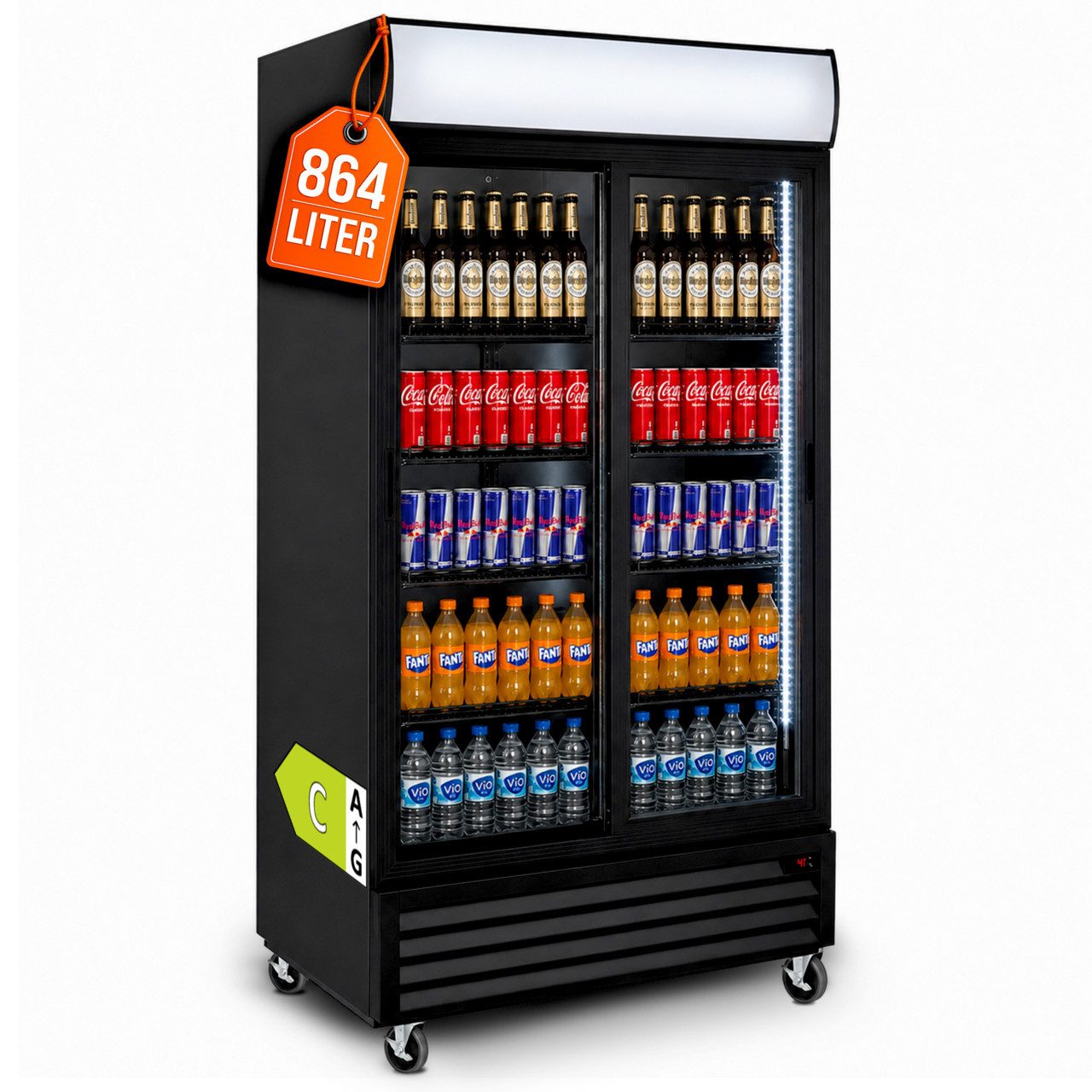 GastroHero Getränkekühlschrank Getränkekühlschrank 1000 L mit Schiebetüren GKS-1000ST, 209.5 cm hoch, 113 cm breit