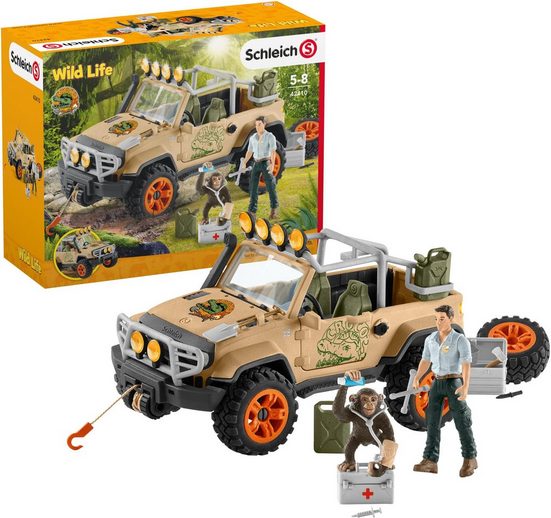 Schleich® Spielzeug-Auto »Wild Life, Geländewagen mit Seilwinde (42410)«, (Set)
