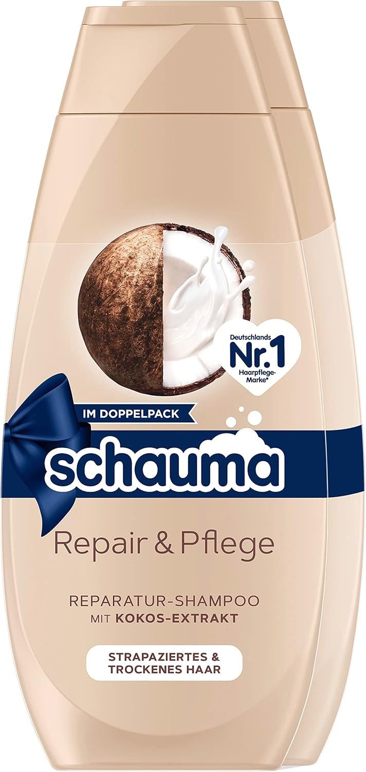 Schauma Haarshampoo 2x Schwarzkopf Schauma Shampoo Repair & Pflege 400 ml, 2-tlg., Haarshampoo perfekt für strapazierte und trockene Spitzen