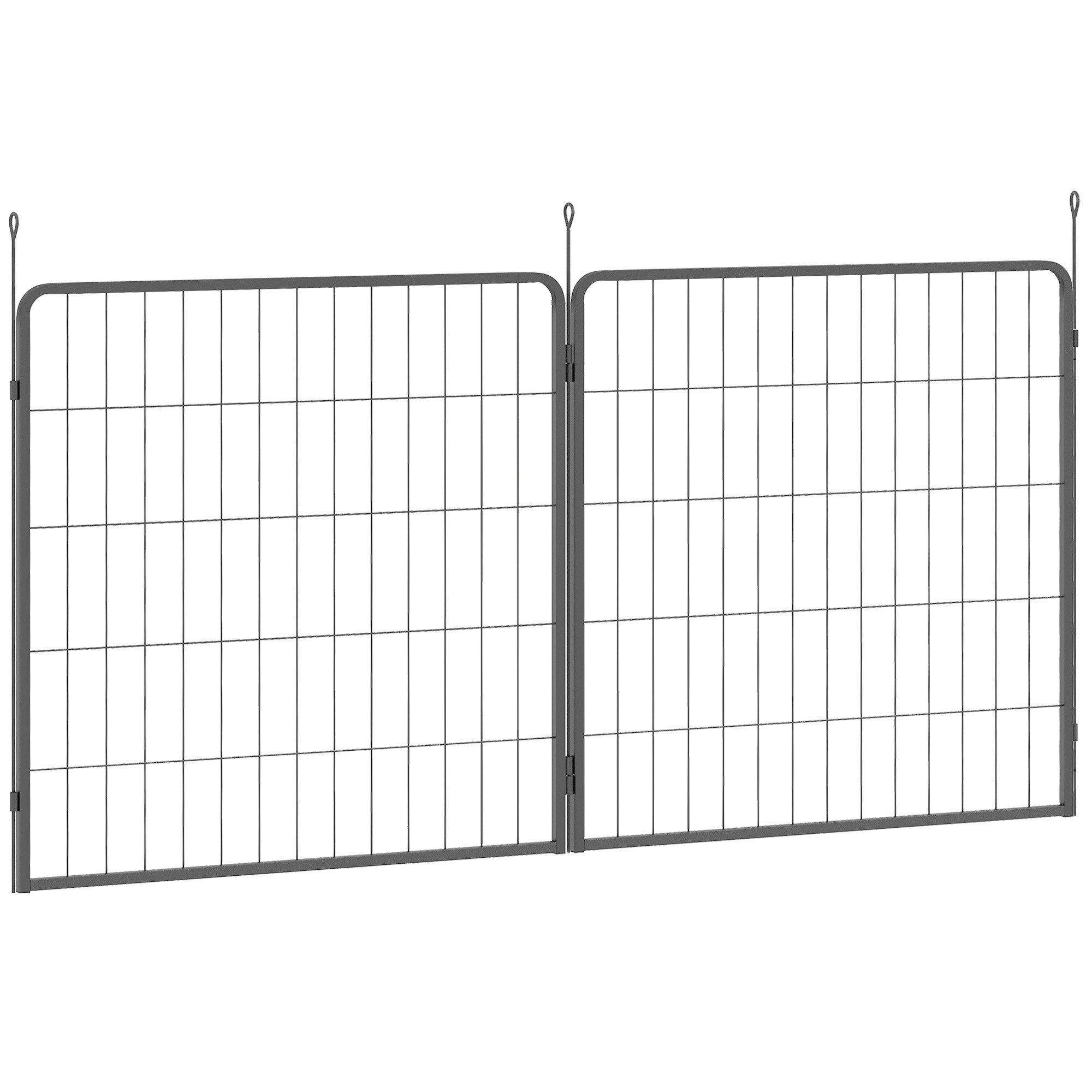 PawHut Freigehege Welpenlaufstall 2-TLG 80cm hoch Welpenauslauf, Welpenzaun aus Stahl, Grau