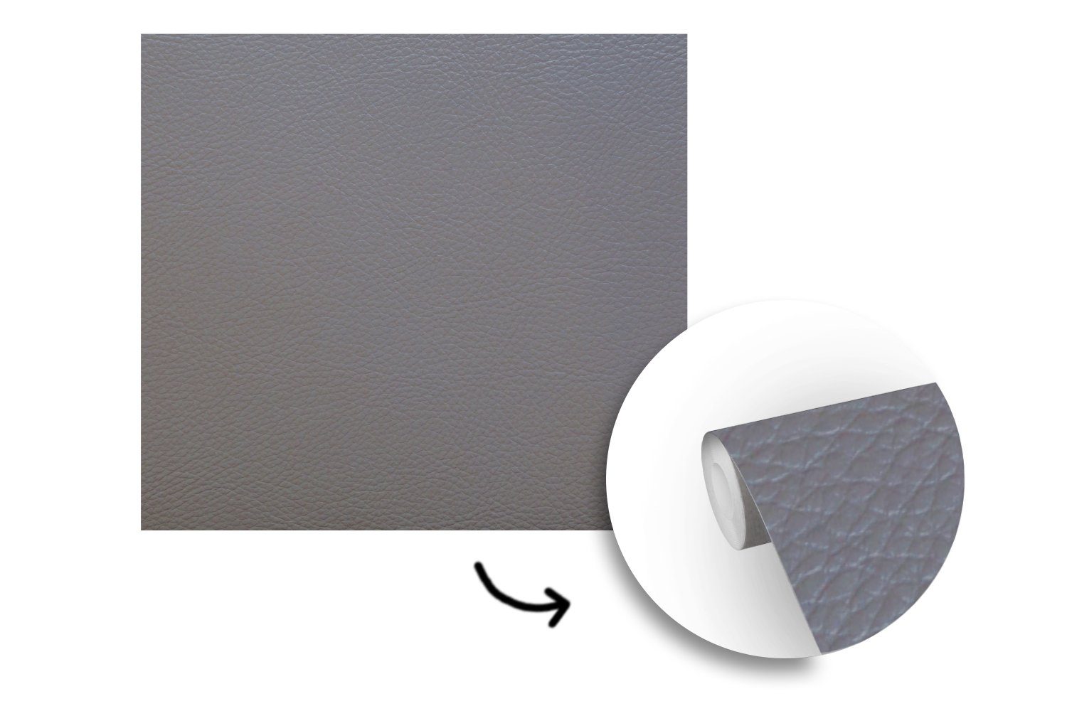 MuchoWow Fototapete Leder - Strukturiert - Leder-Optik - Grau, Matt, bedruckt, Vliestapete für Wohnzimmer Schlafzimmer Küche, Fototapete, 220x220 cm
