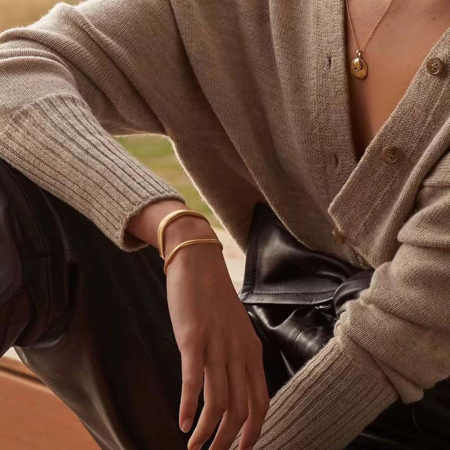 Valentinstagsgeschenk ROUGEMONT Armband Modisches Schlangen Armband 18cm Wasserfest 5mm 7mm, Hypoallergen, goldfarben, 7mm 18cm