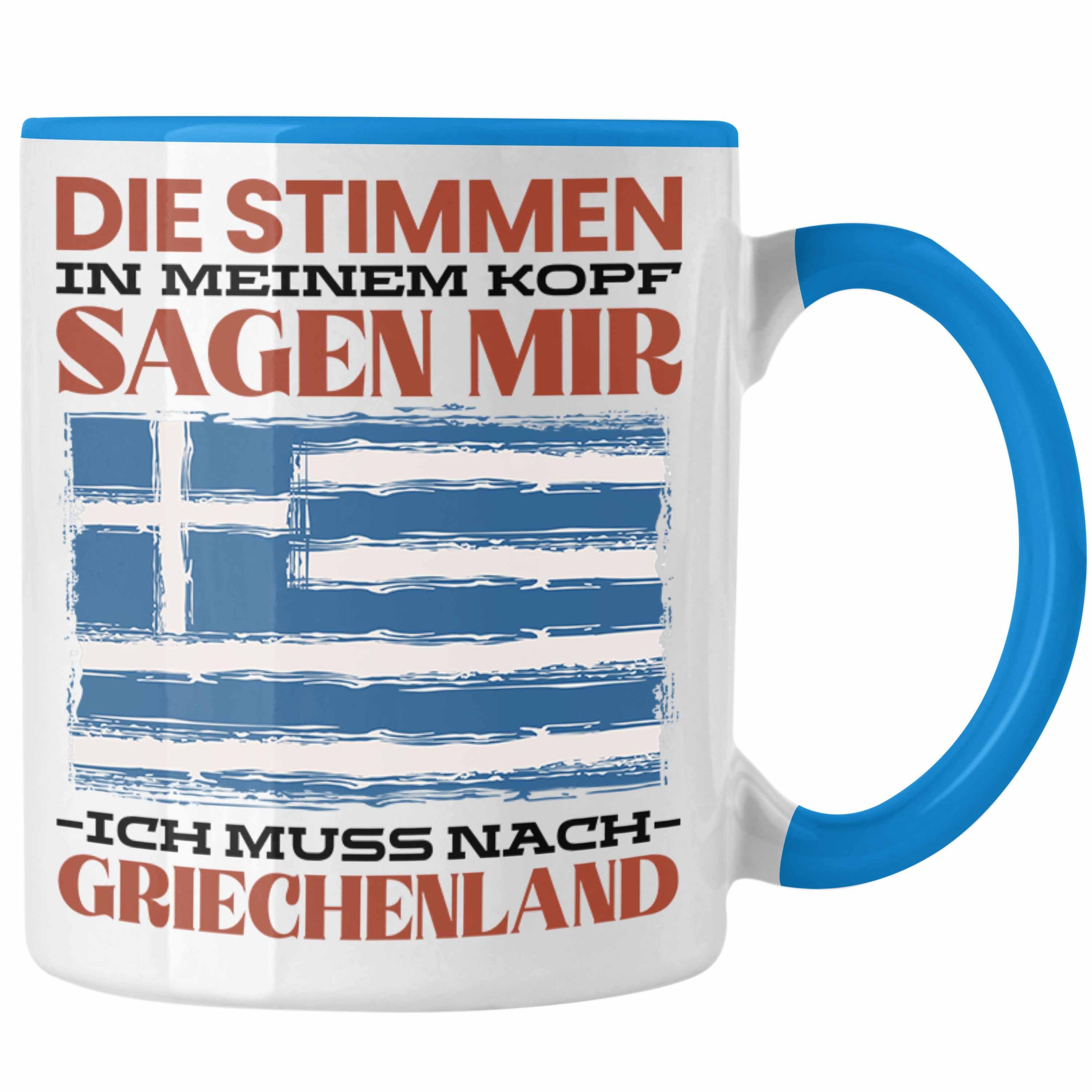 Tasse Tasse Geschenkidee Urlaub Spruch Geschenk Grieche Trendation Griechenland Blau Heimat