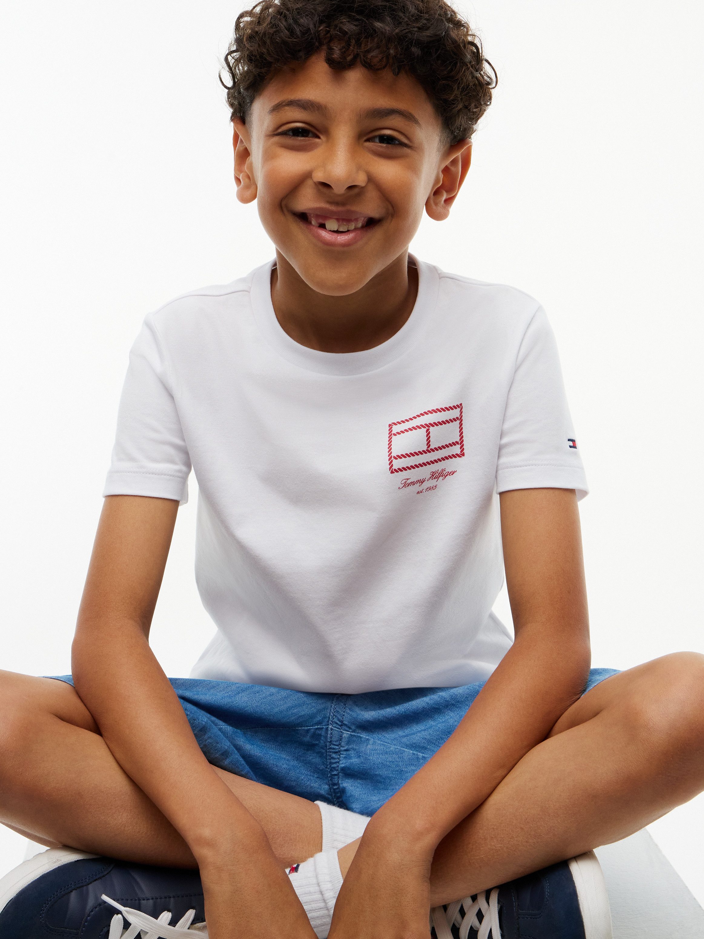 Tommy Hilfiger T-Shirt Rundhalsausschnitt, Regula Fit, reine Baumwolle, Kinder bis 16 Jahre