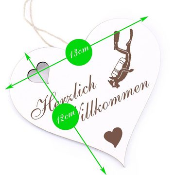 Dekolando Hängedekoration Herzlich Willkommen - Taucher - 13x12cm