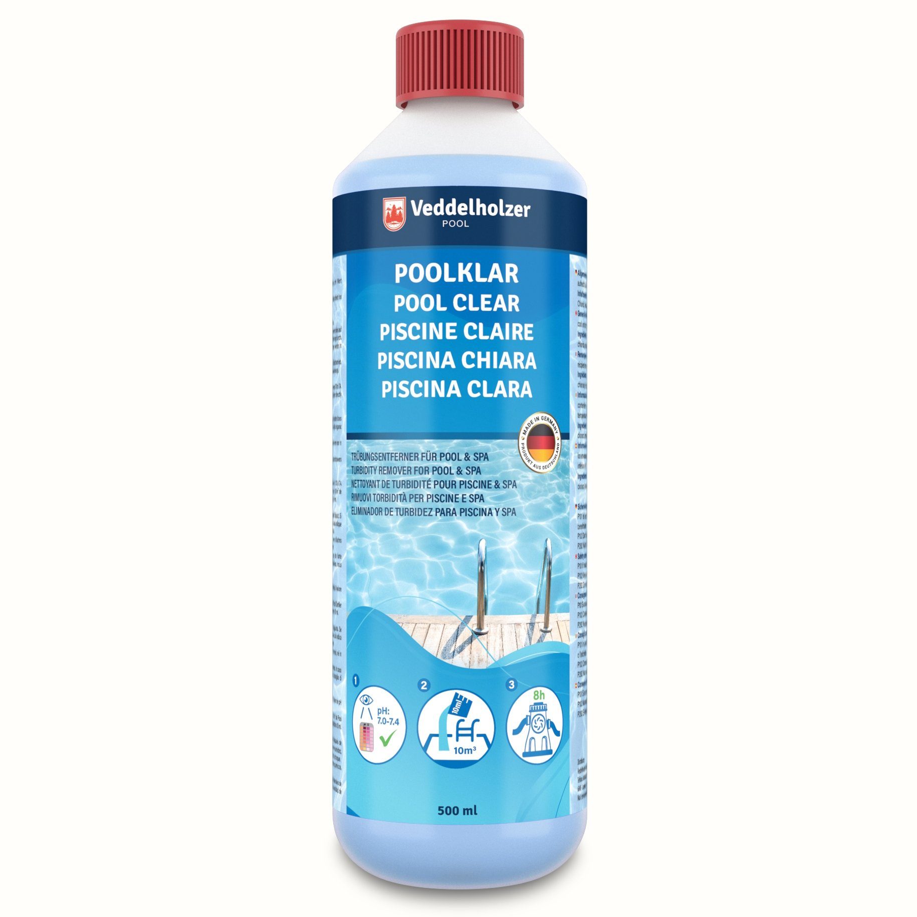 Veddelholzer Обслуживание бассейна Poolklar Kristallklar Pool & Whirpool Zubehör gegen trübes Poolwasser, (Optimales pool & whirpool Zubehör, für Kristallklares Wasserr), Für alle Filterarten und Systeme geeignet.