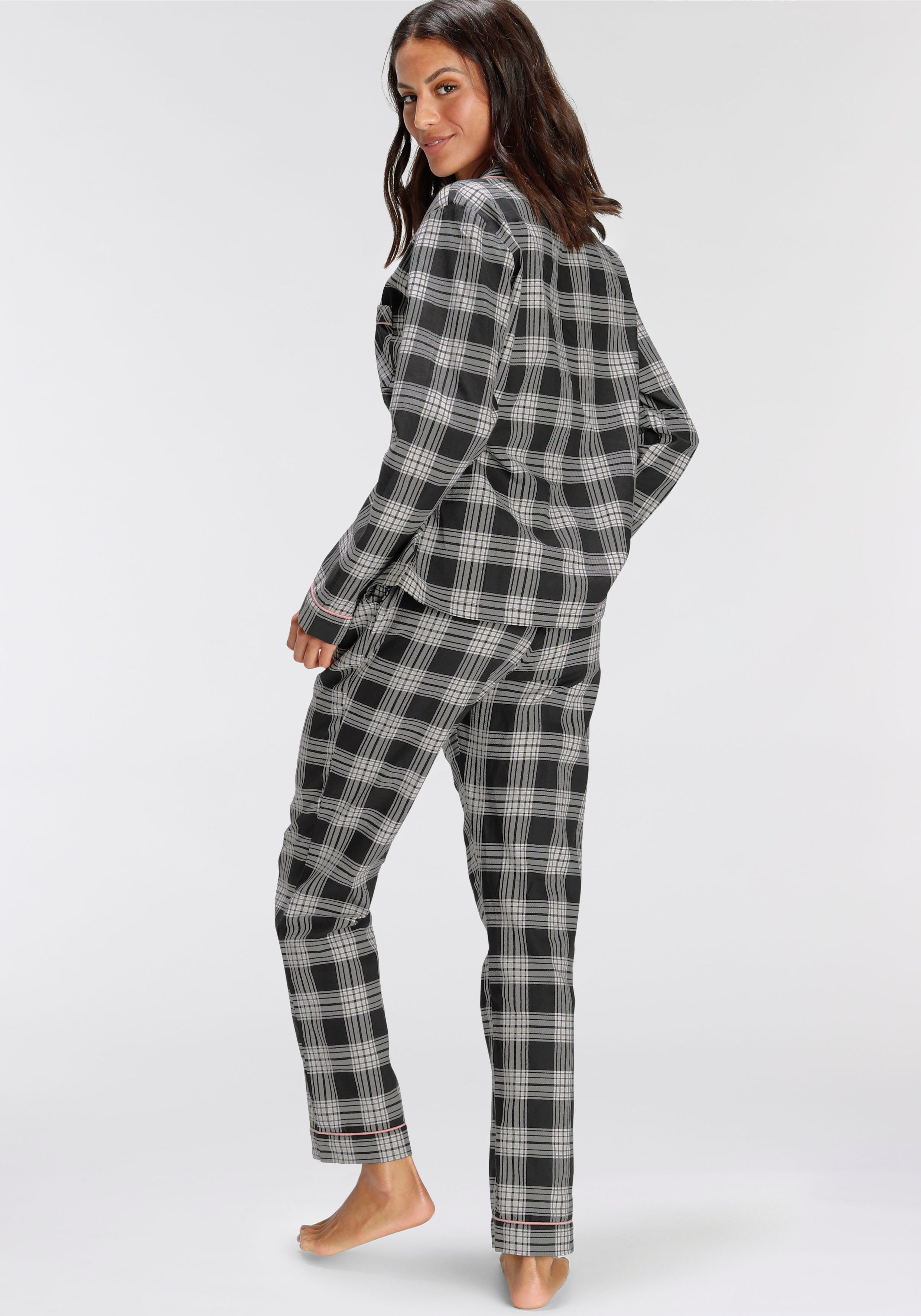 H.I.S Pyjama (Set, 2 tlg) aus Flanell mit Allover-Karomuster