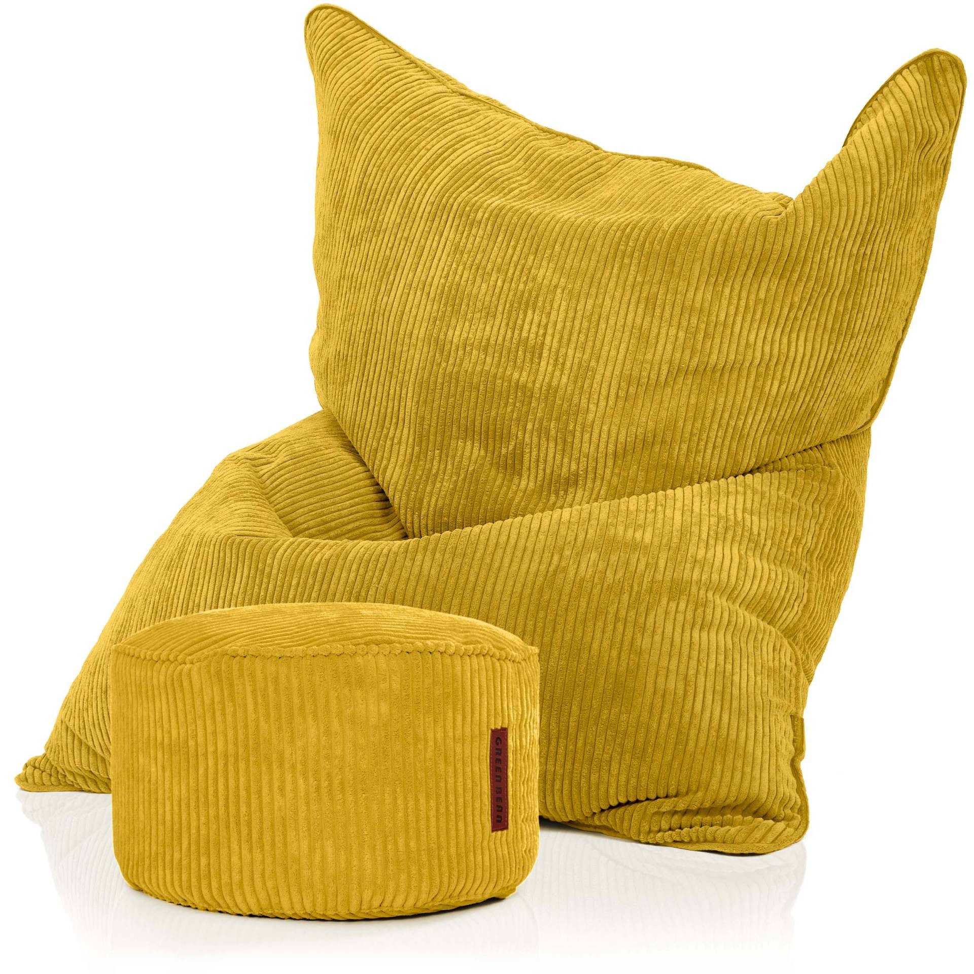 Green Bean Sitzsack XXL Sitzsack Square Cord + Hocker (Sitzsack + Hocker im günstig online kaufen