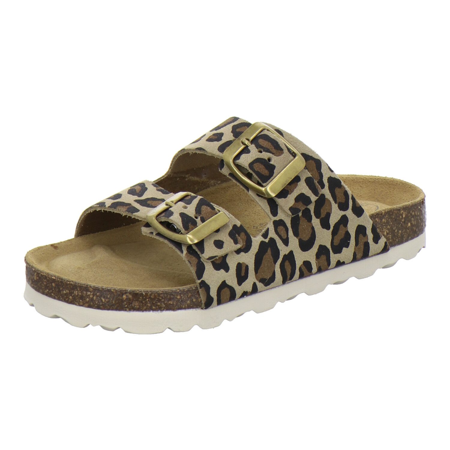 AFS-Schuhe 110098 Zweischnaller Pantolette für Mädchen aus Leder im Leo-Design