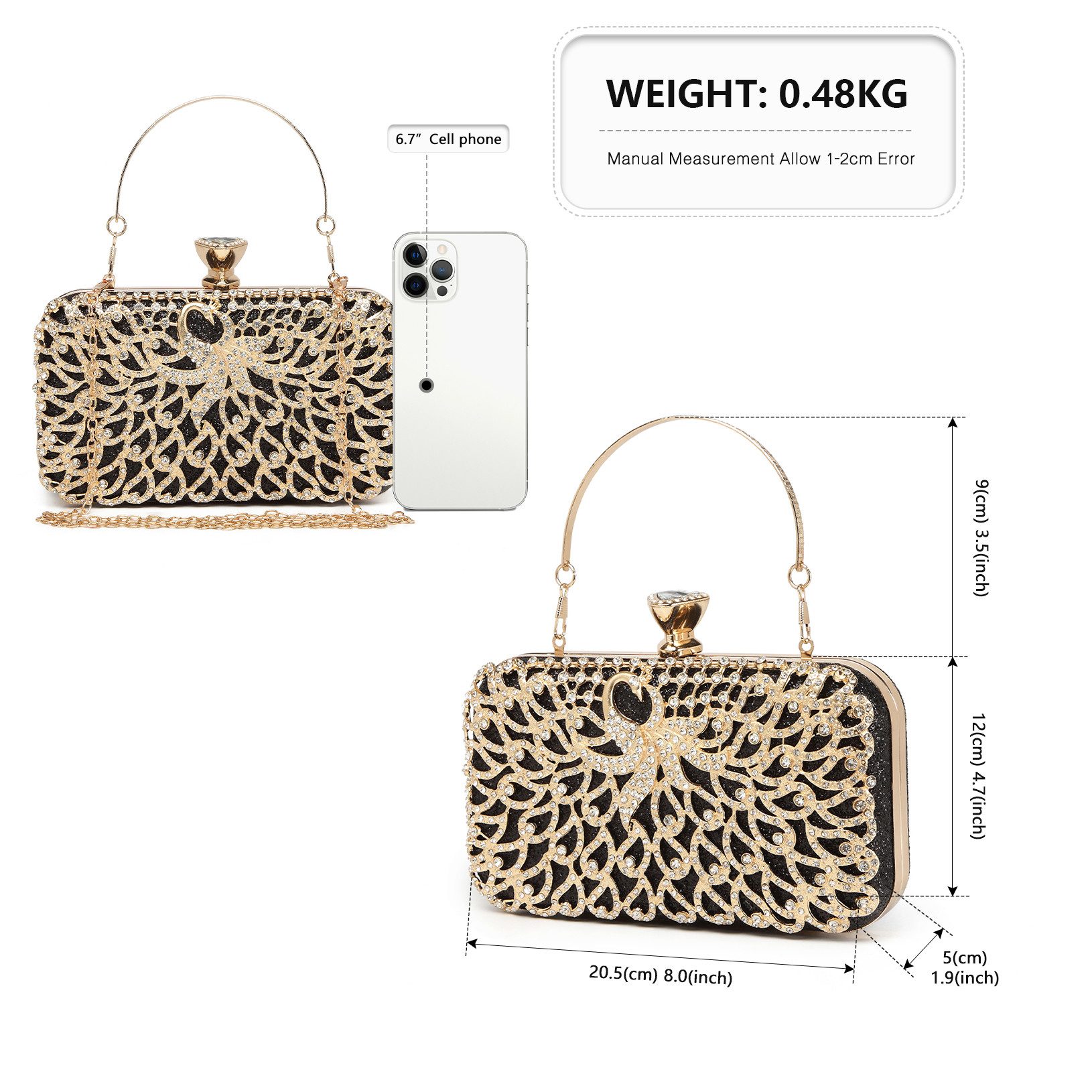 Miss Lulu Clutch Damen Clutch-Tasche mit Perlenstickerei, Hartschalen-Desig günstig online kaufen