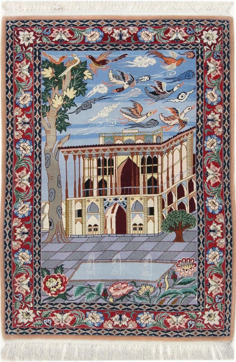 6 mm Orientteppich, 76x107 Orientteppich Nain Trading, Höhe: rechteckig, Handgeknüpfter Isfahan Seidenkette