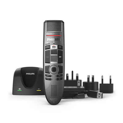 Philips SMP4010 SpeechMike Kabelloses Diktiermikrofon Digitales Diktiergerät (Schiebeschalter, Dockingstation, Touch-Sensor)
