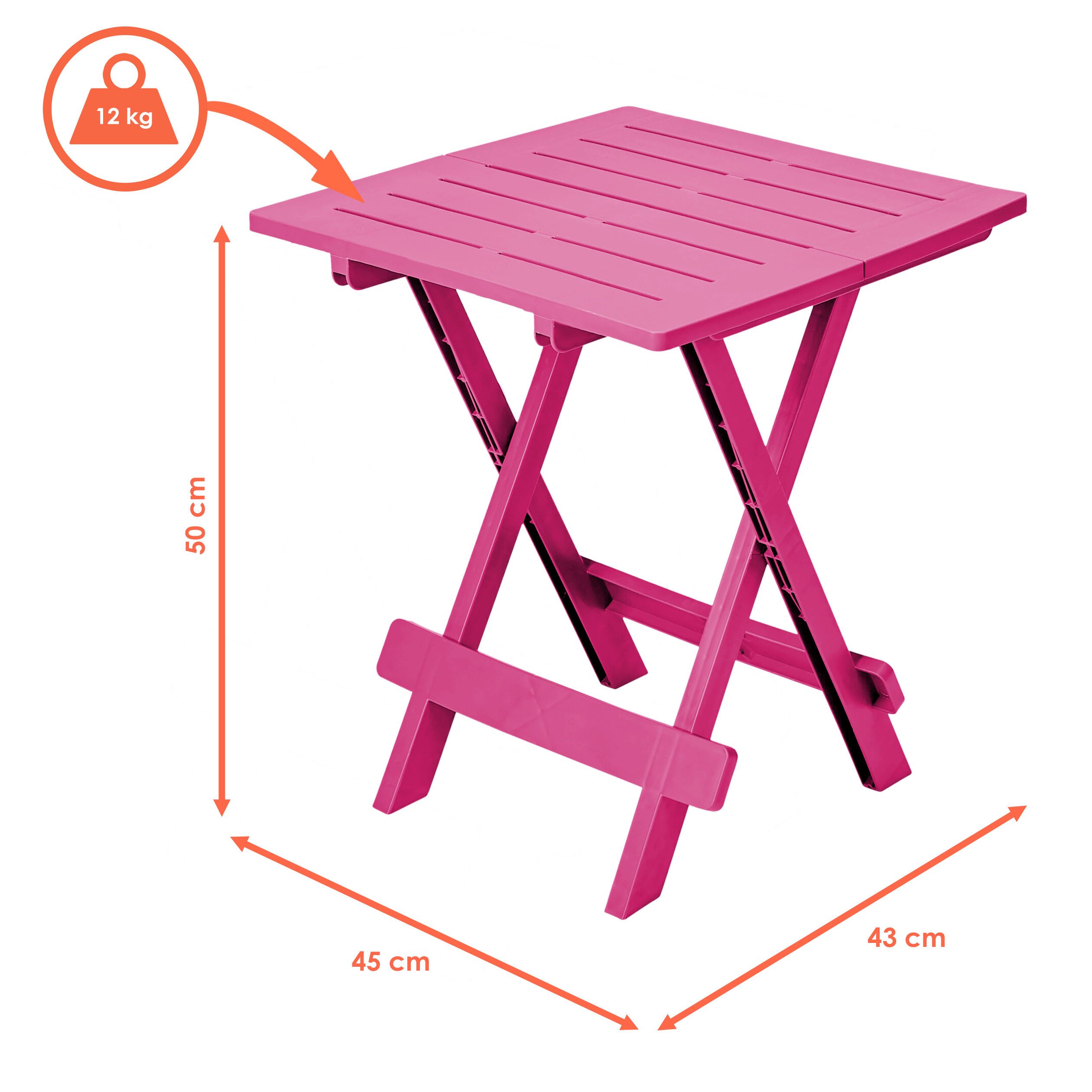 Spetebo Gartentisch Kunstoff Klapptisch ADIGE - pink (Stück, 1-St., Kunststoff Tisch), Garten Beistelltisch klappbar