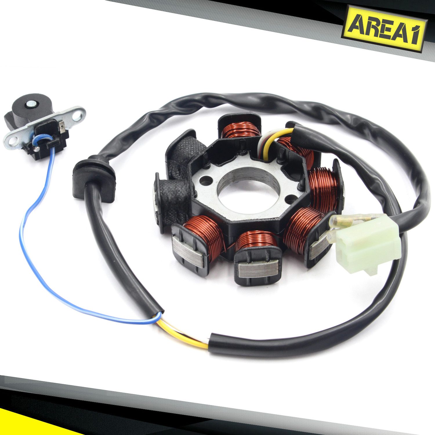 Area1 Lichtmaschinenregler Lichtmaschine Stator 50ccm GY6 QMB/QMA-Version 2/2 isolierte Spulen, Kompatibel mit Baotian Rex Kymco Huatian Sym ATU Explorer Beeline