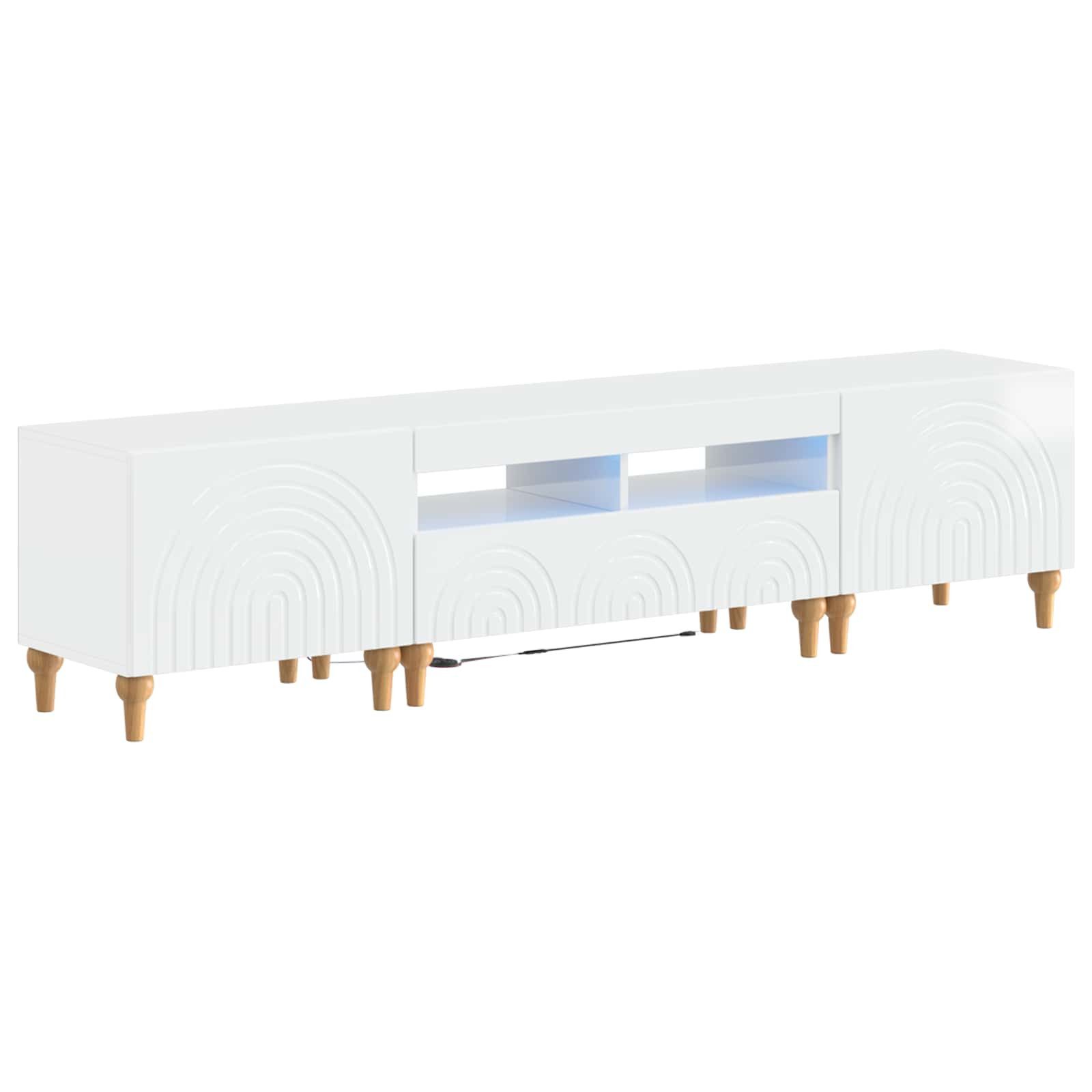 vidaXL TV-Schrank 3-teiliges LED TV Regal Hochglanz Weiß Holzwerkstoff