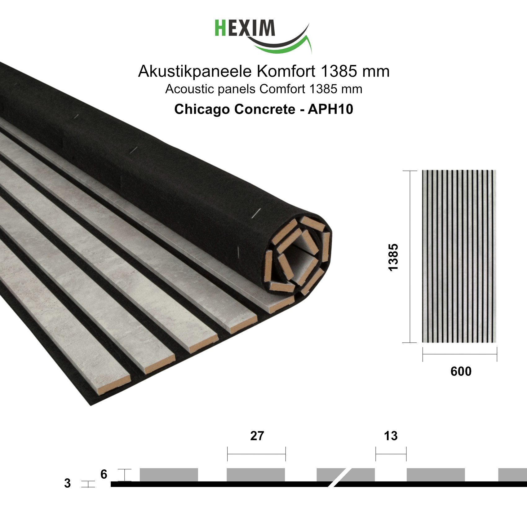Hexim Wanddekoobjekt APH10 (Akustikpaneele 138,5x60cm Holz Comfort - flexib günstig online kaufen
