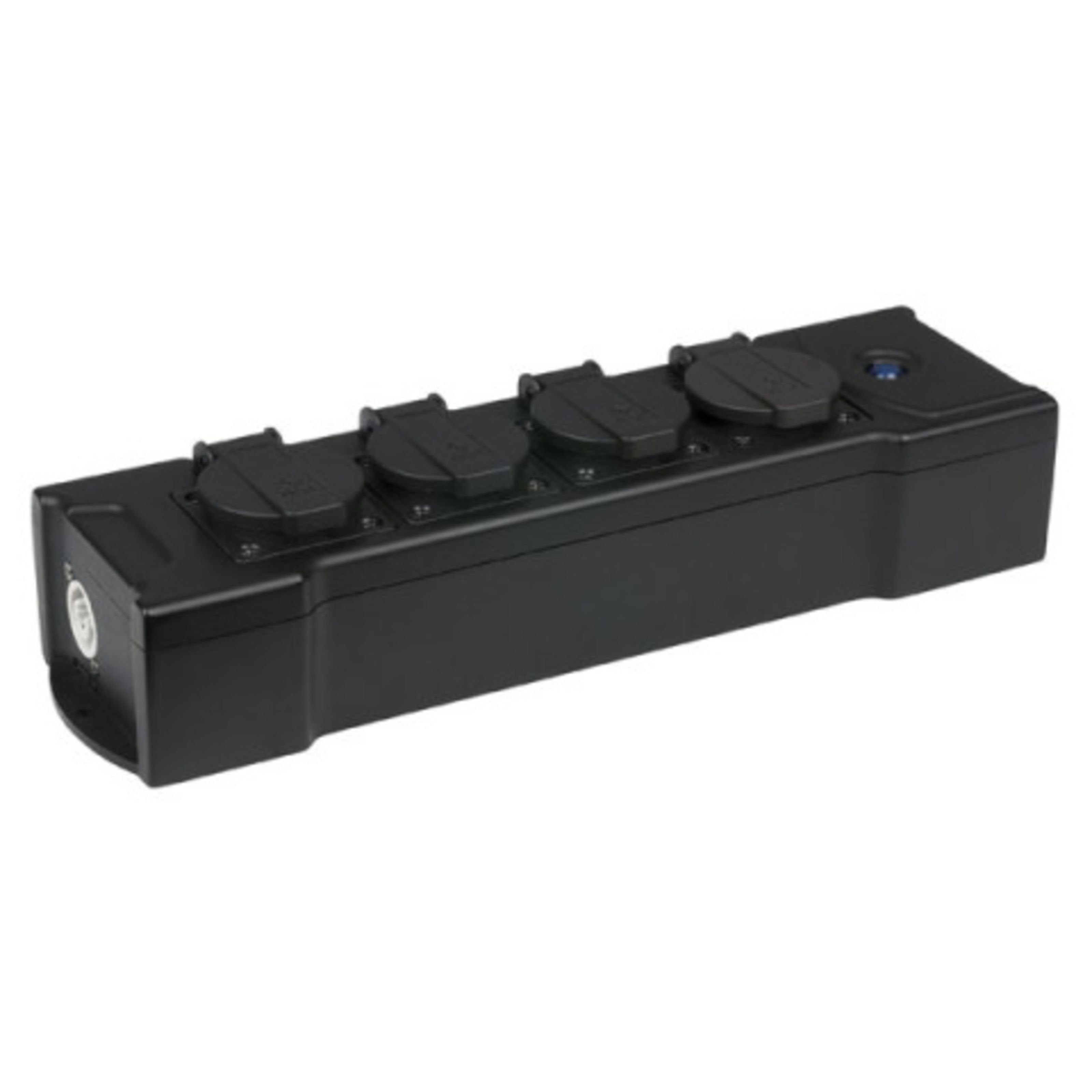 Show tec Steckdosenleiste (MS-ID: LIG0013112-000, Hersteller: Showtec, Anschluss: Powercon, Ausgang: Powercon (out), Ausgang 2: Schukostecker, Einbaubuchse: Ja, Anzahl Ausgang 1: 2, Anzahl Ausgang 2: 4, max. Last / Kanal (Ampère): 16, Schraub-Sicherung: Nein), PowerBOX 4 Daisy-Chain - Mehrfachsteckdosenleiste
