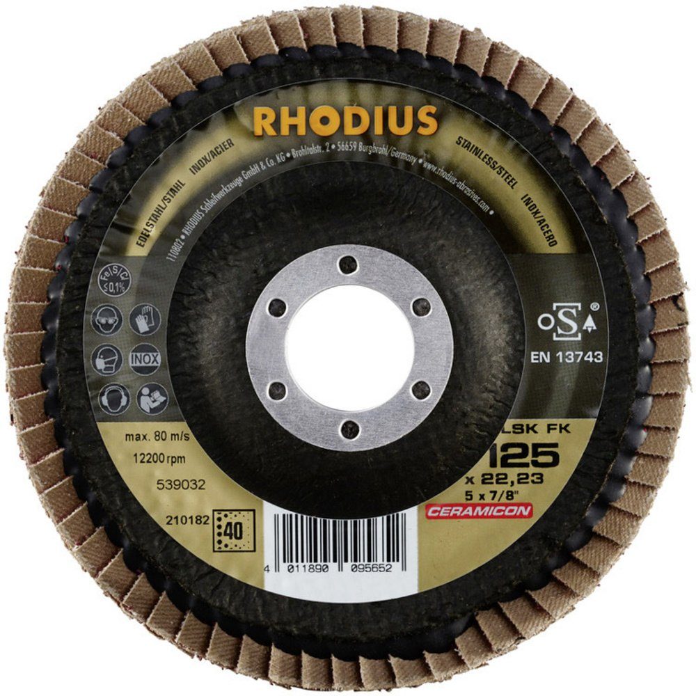 Thumbnail - Rhodius Schleifscheibe Rhodius 210182 LSK FK Fächerschleifscheibe Durchmesser 125 mm Bohrungs